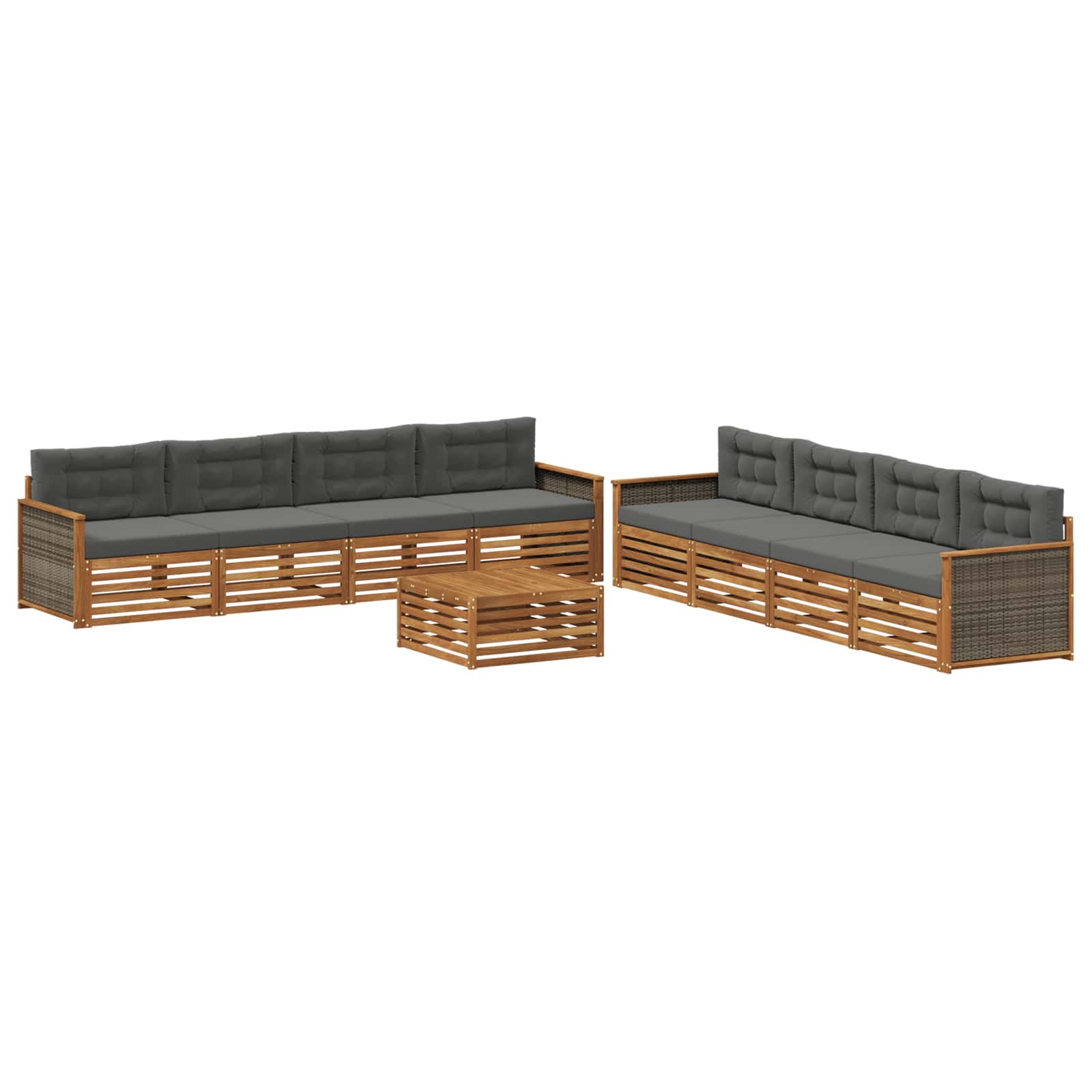 vidaXL Buiten bankenset 9 pcs Naturel