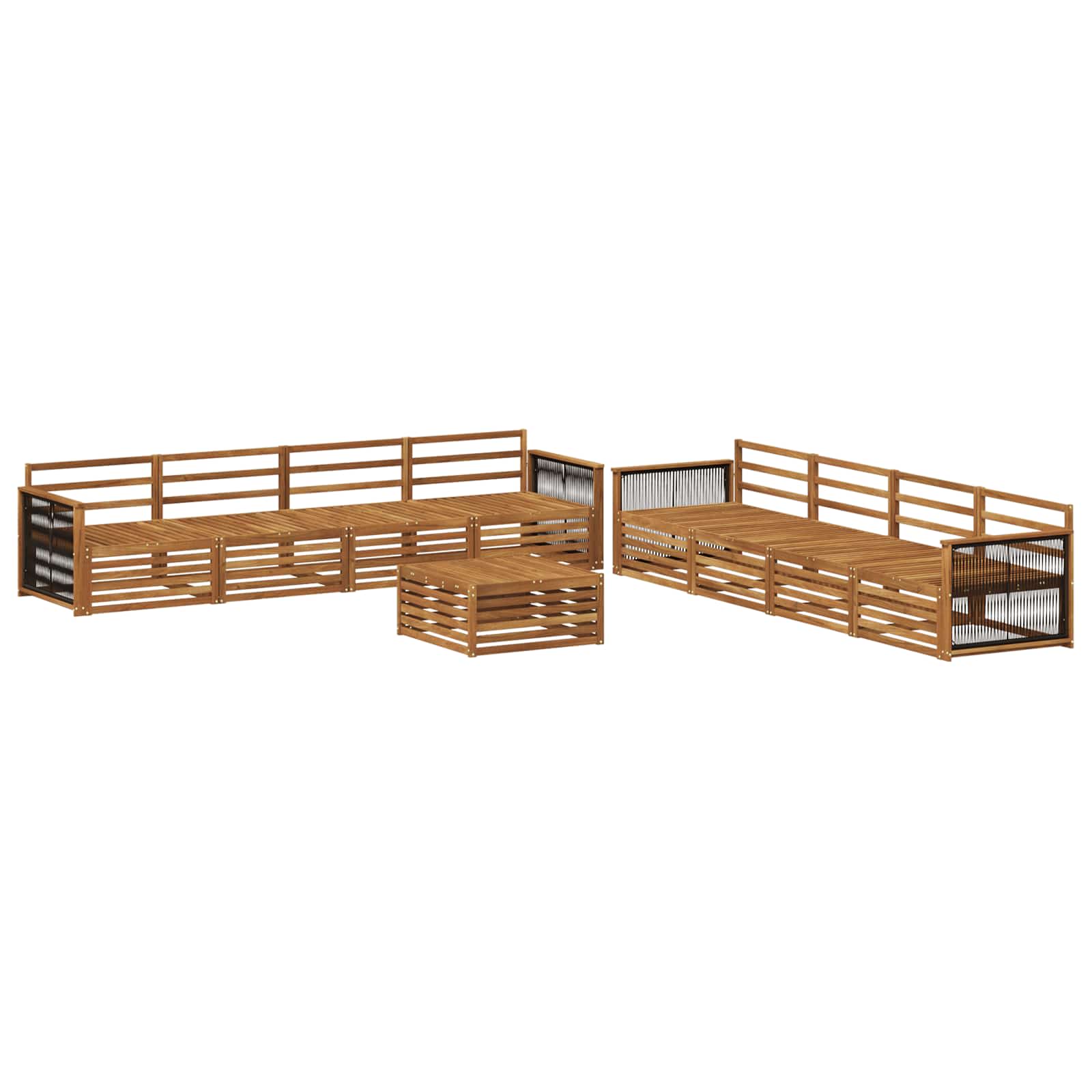 vidaXL Buiten bankenset 9 pcs Naturel