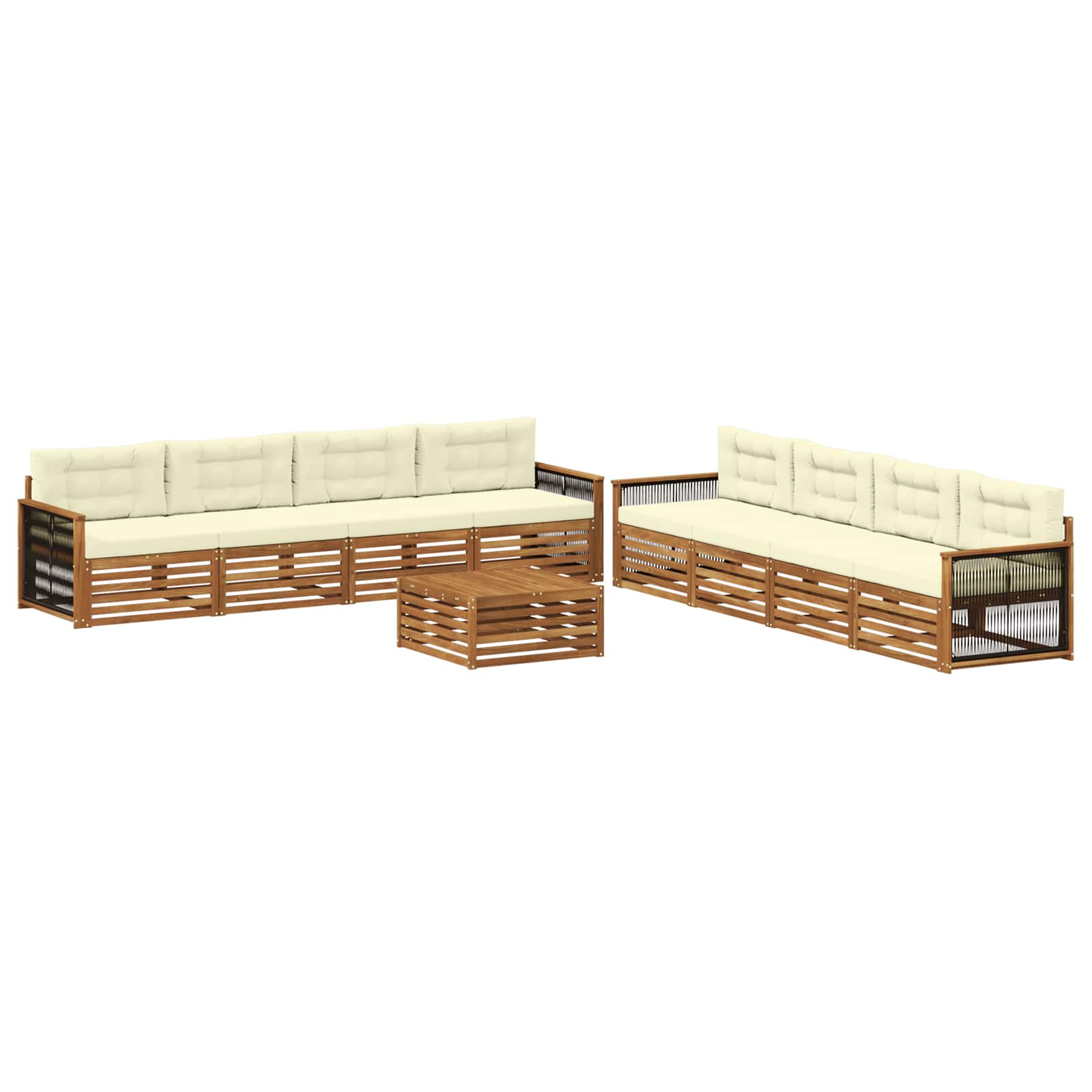 vidaXL Buiten bankenset 9 pcs Naturel