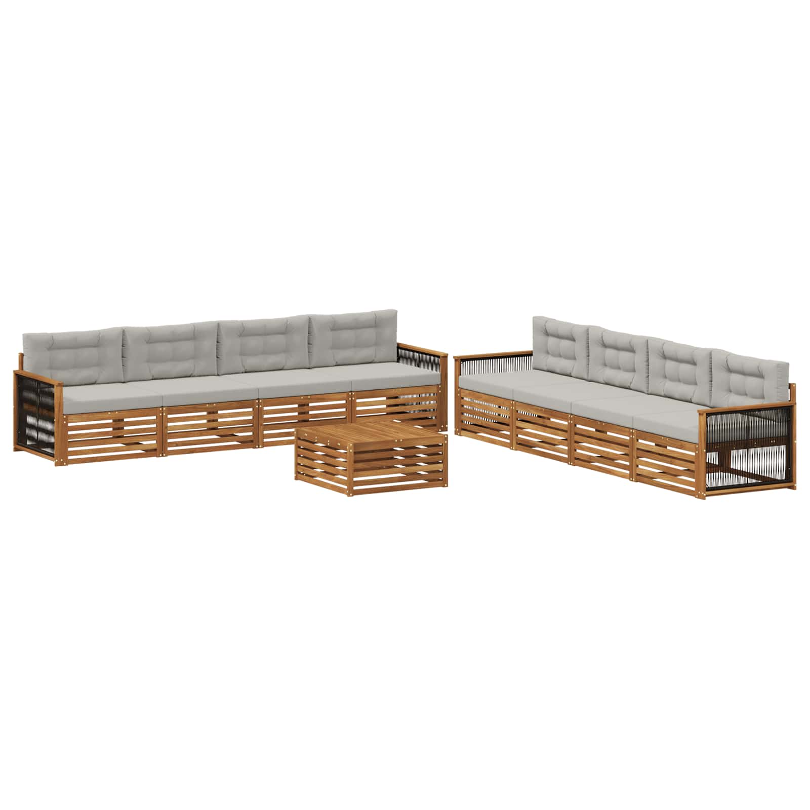 vidaXL Buiten bankenset 9 pcs Naturel