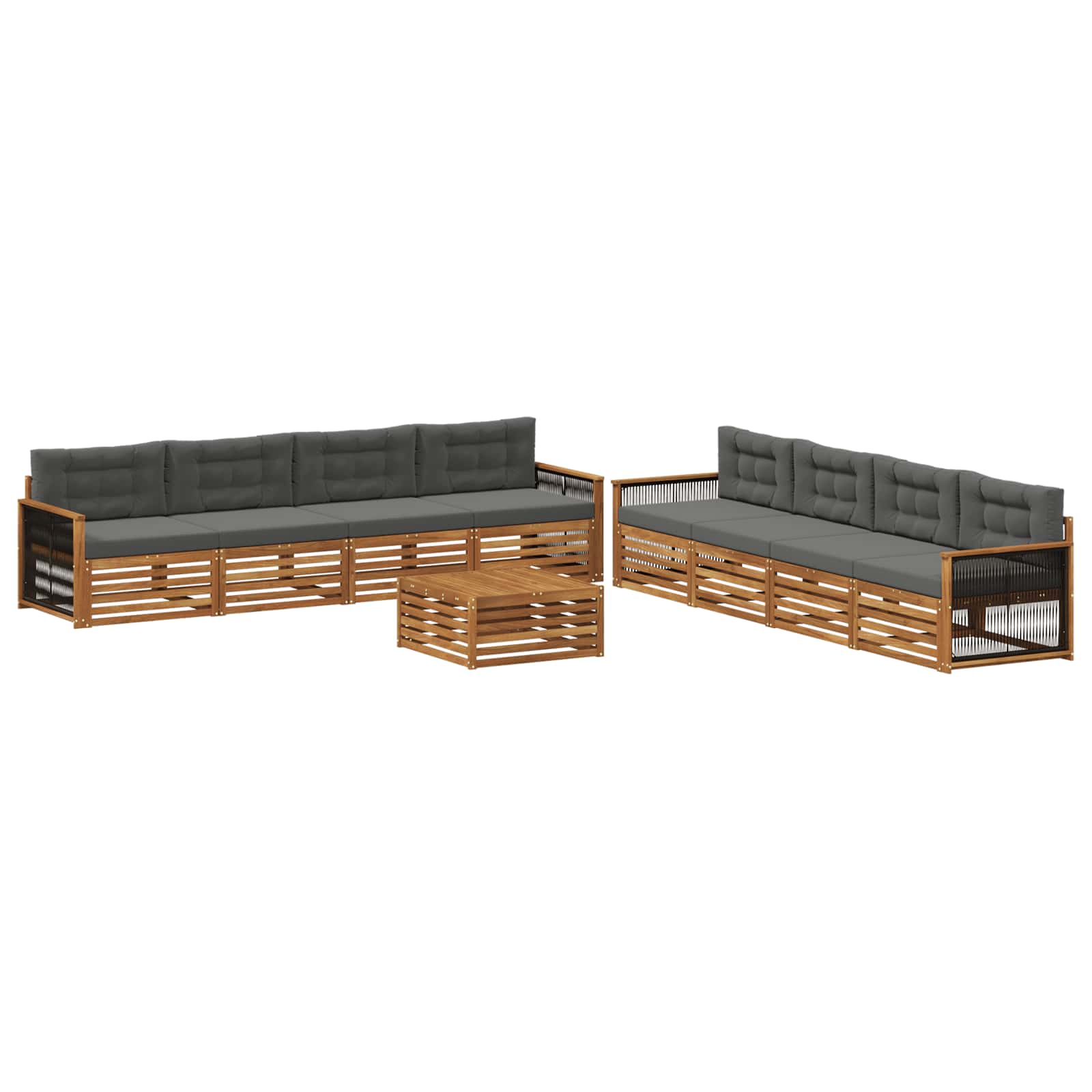 vidaXL Buiten bankenset 9 pcs Naturel