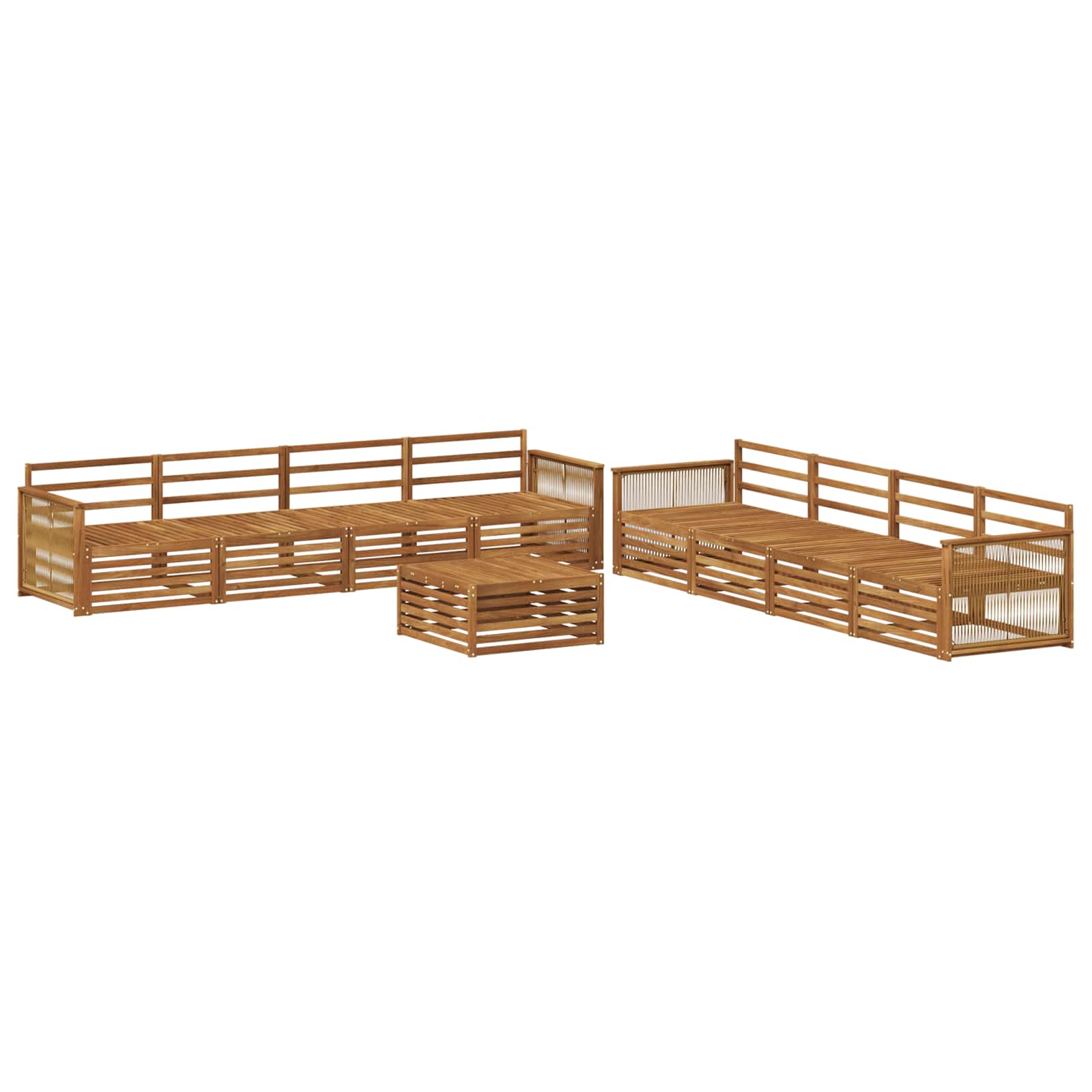vidaXL Buiten bankenset 9 pcs Naturel