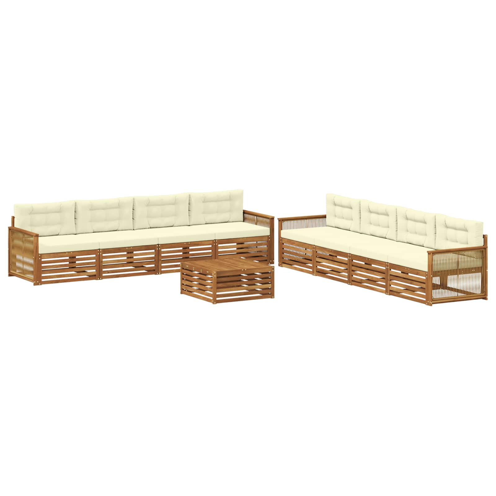 vidaXL Buiten bankenset 9 pcs Naturel