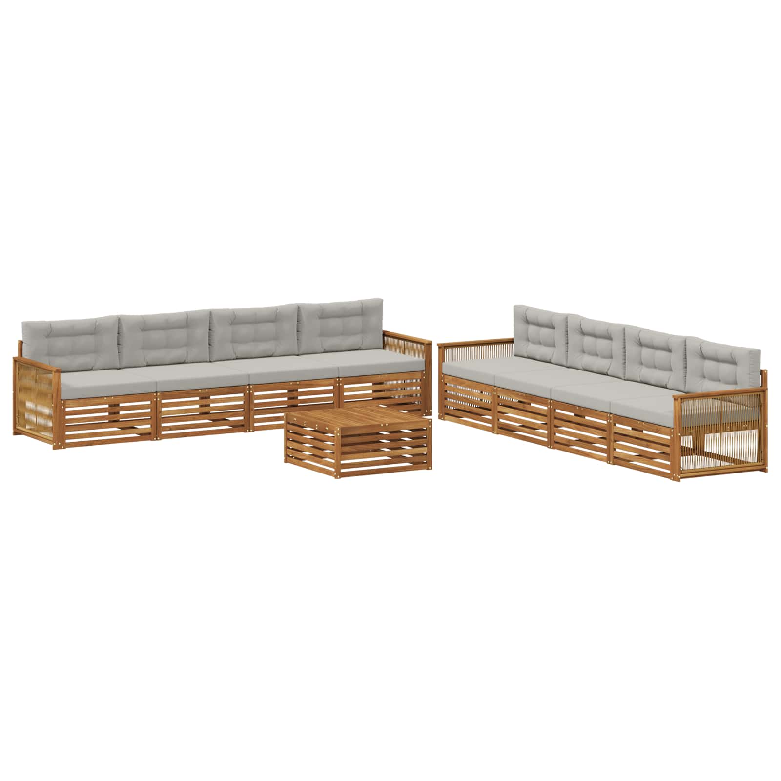 vidaXL Buiten bankenset 9 pcs Naturel