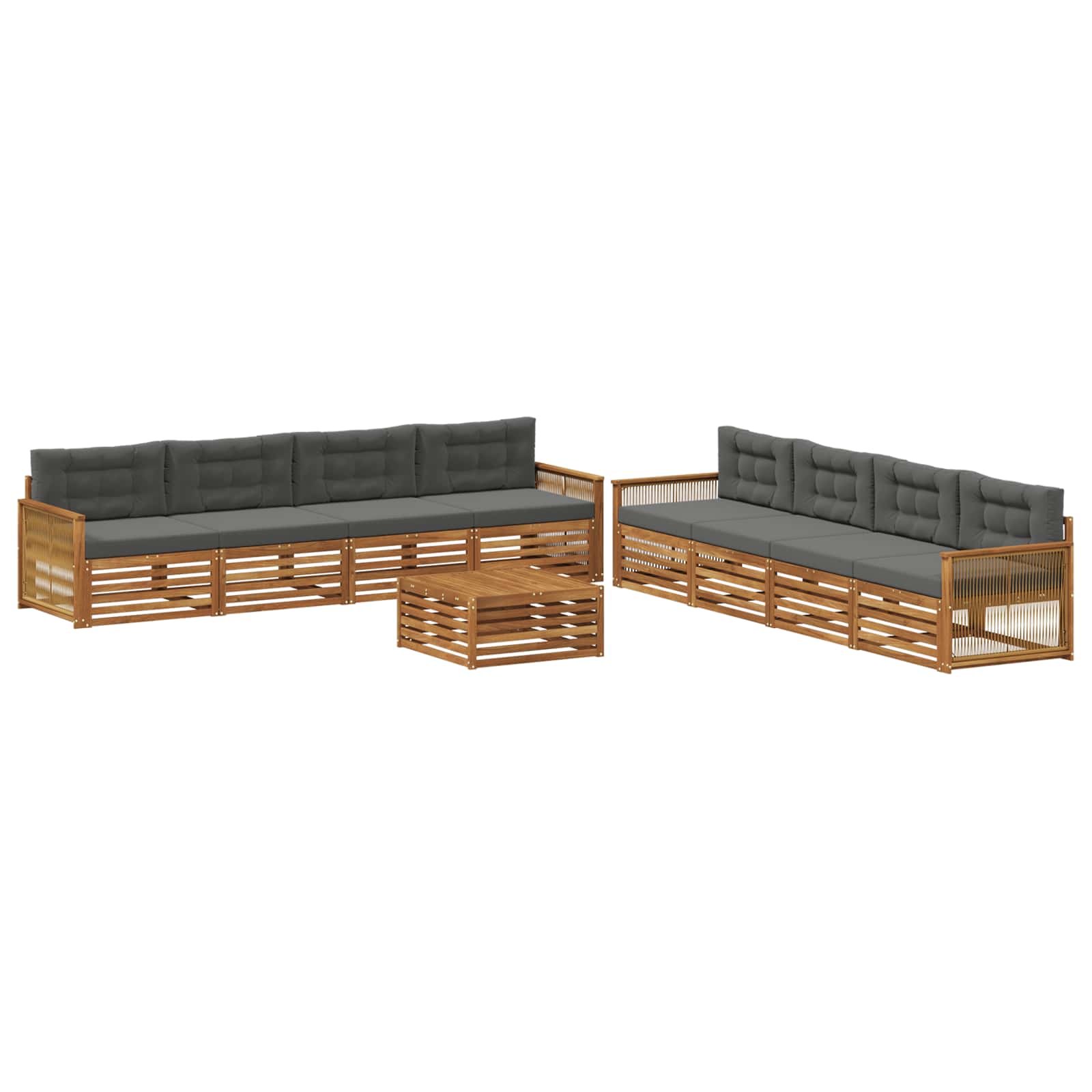 vidaXL Buiten bankenset 9 pcs Naturel