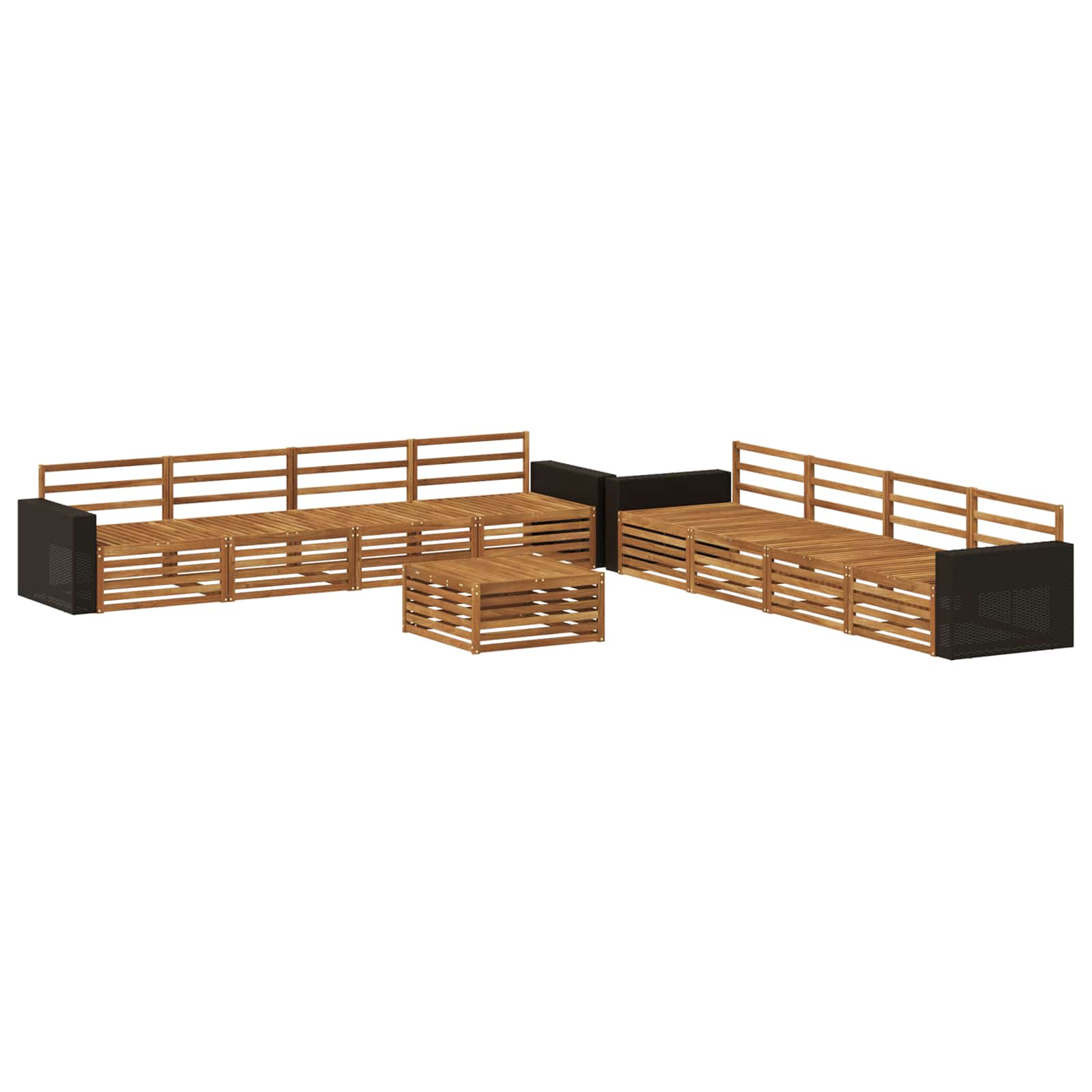 vidaXL Buiten bankenset 9 pcs Naturel