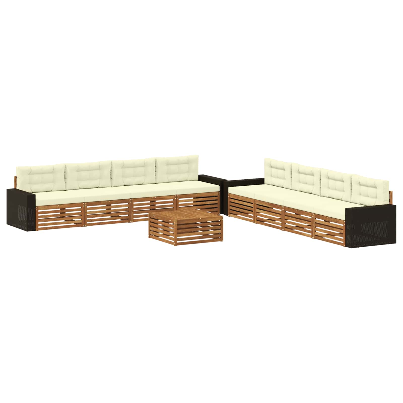 vidaXL Buiten bankenset 9 pcs Naturel