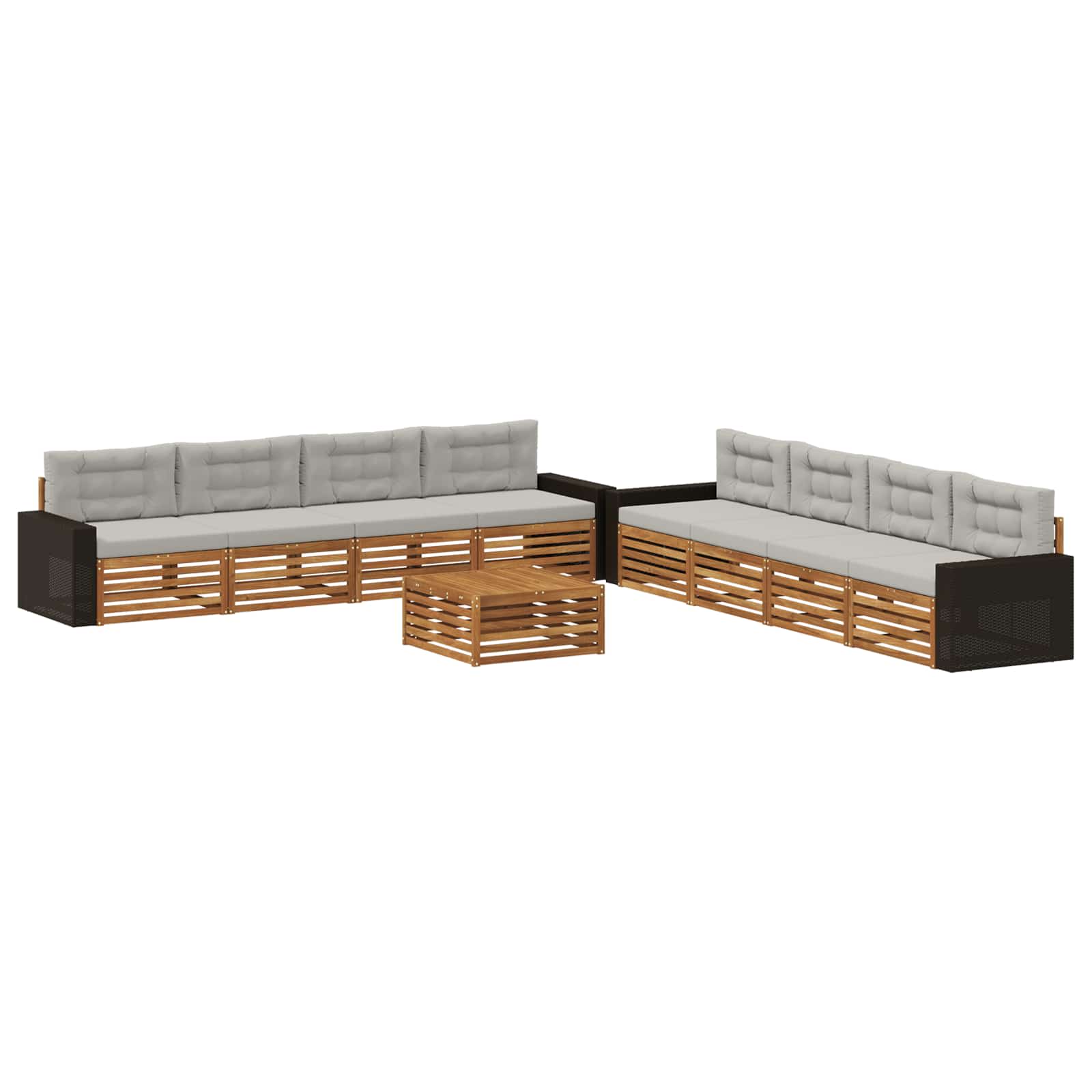 vidaXL Buiten bankenset 9 pcs Naturel