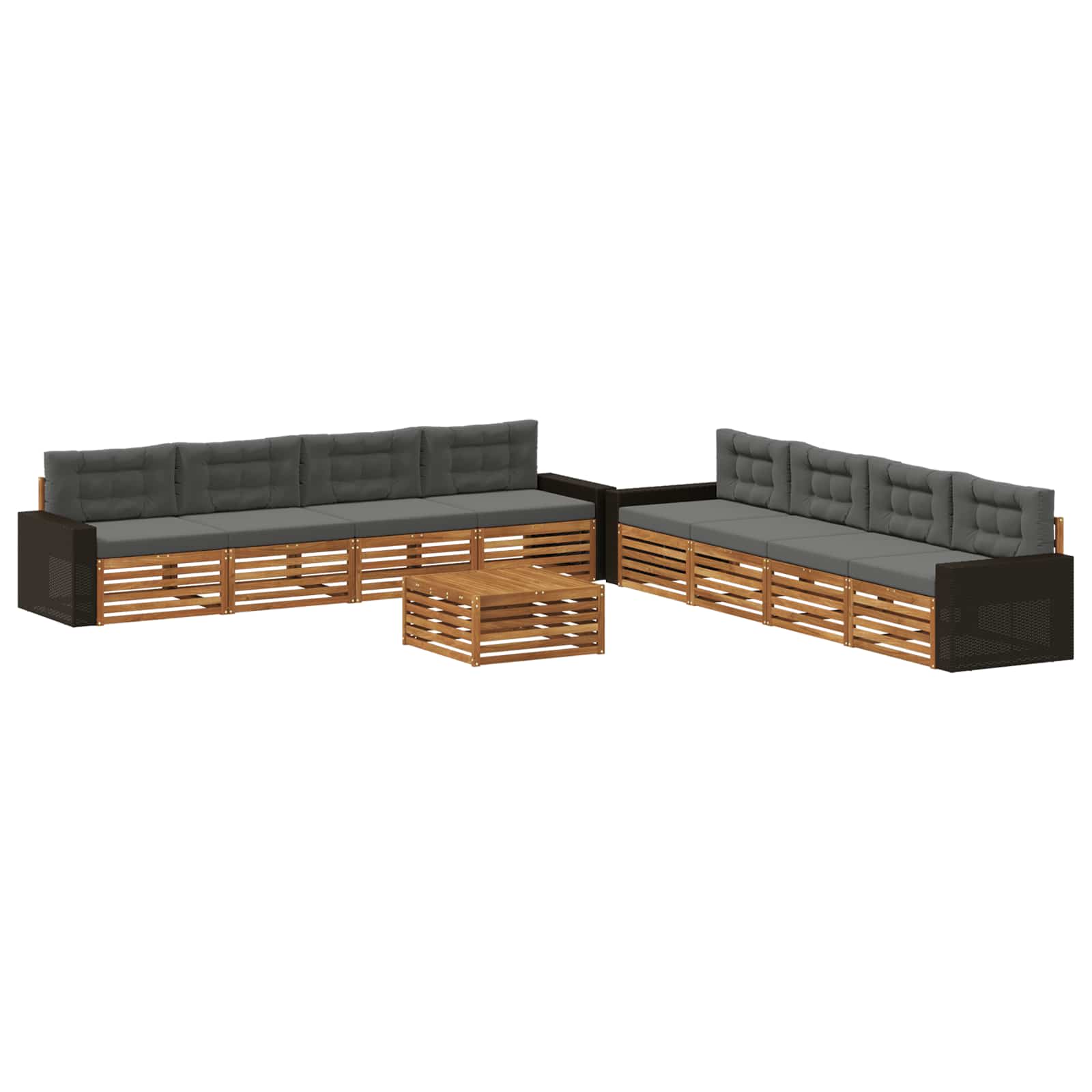 vidaXL Buiten bankenset 9 pcs Naturel