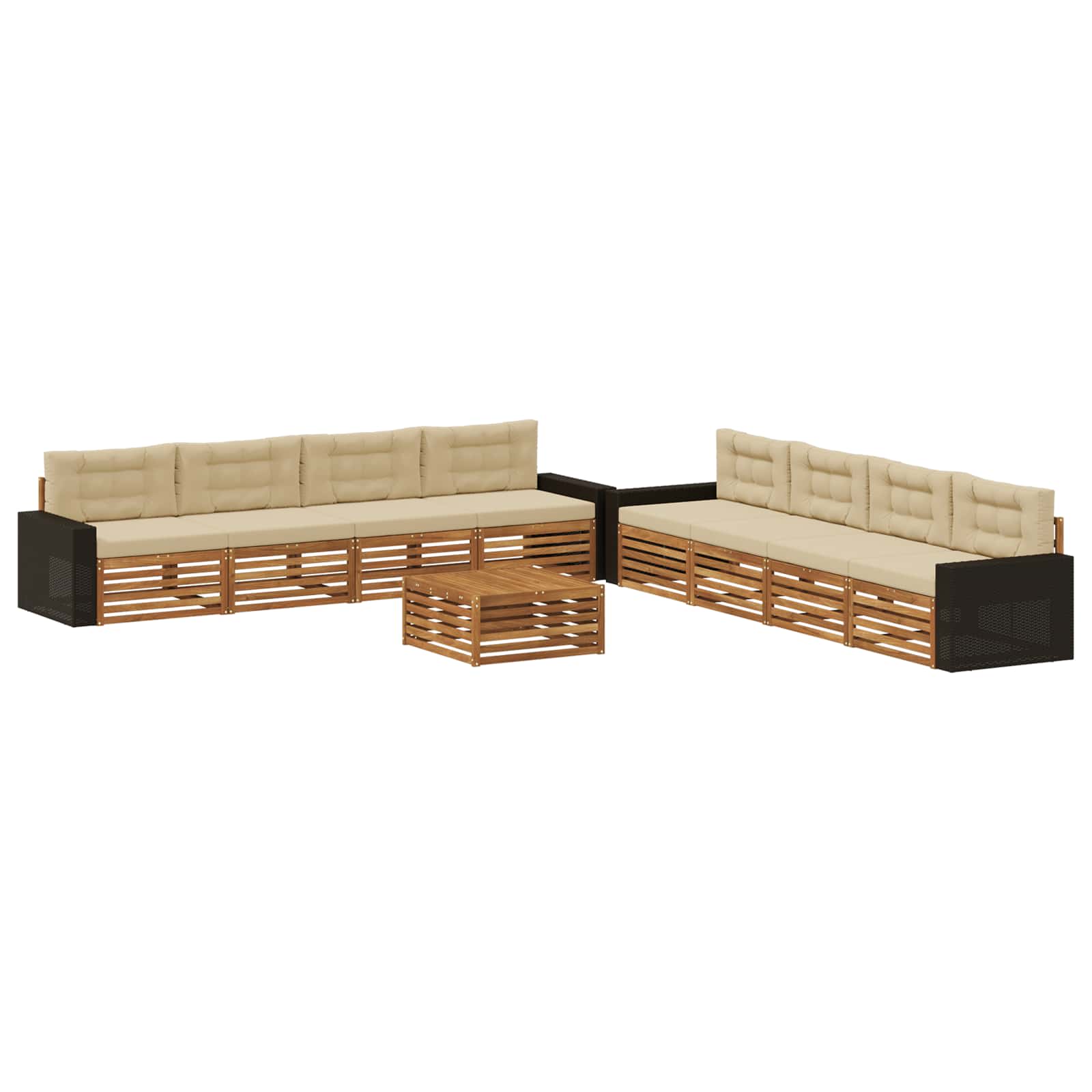 vidaXL Buiten bankenset 9 pcs Naturel