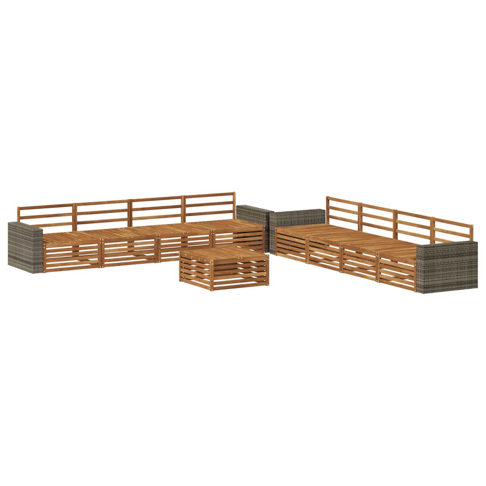 vidaXL Buiten bankenset 9 pcs Naturel