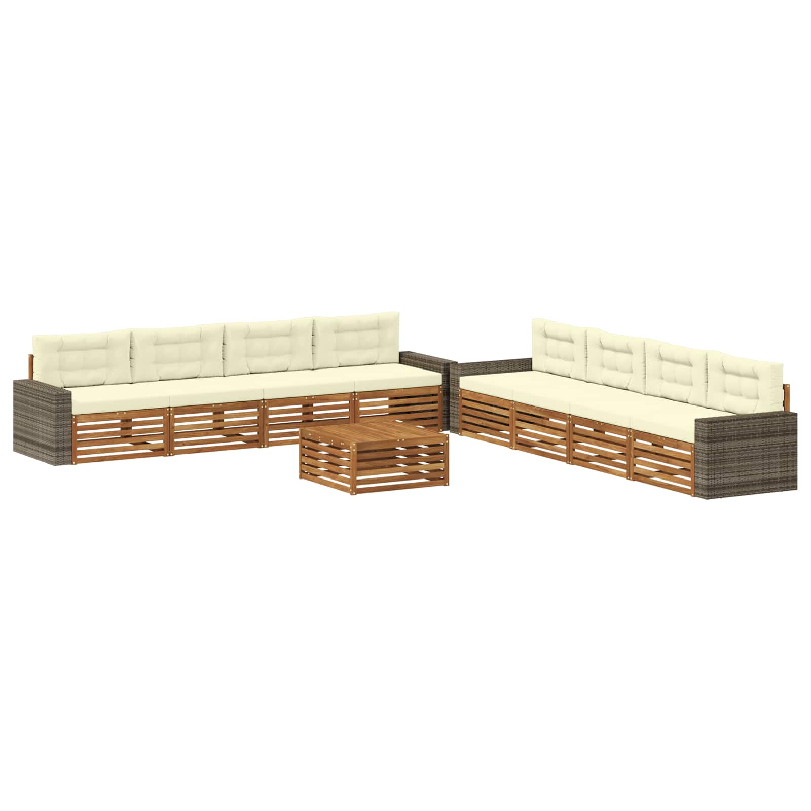 vidaXL Buiten bankenset 9 pcs Naturel