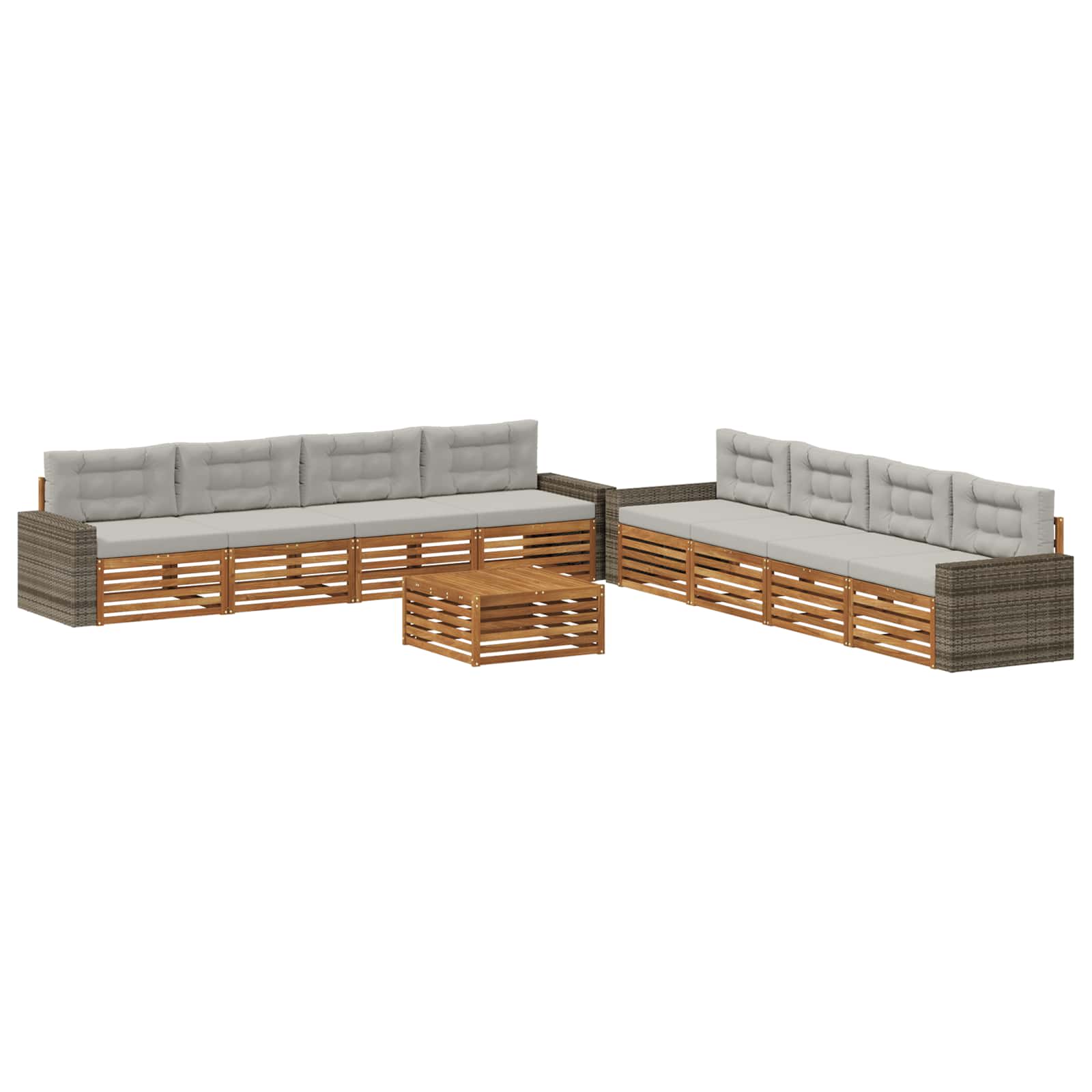 vidaXL Buiten bankenset 9 pcs Naturel