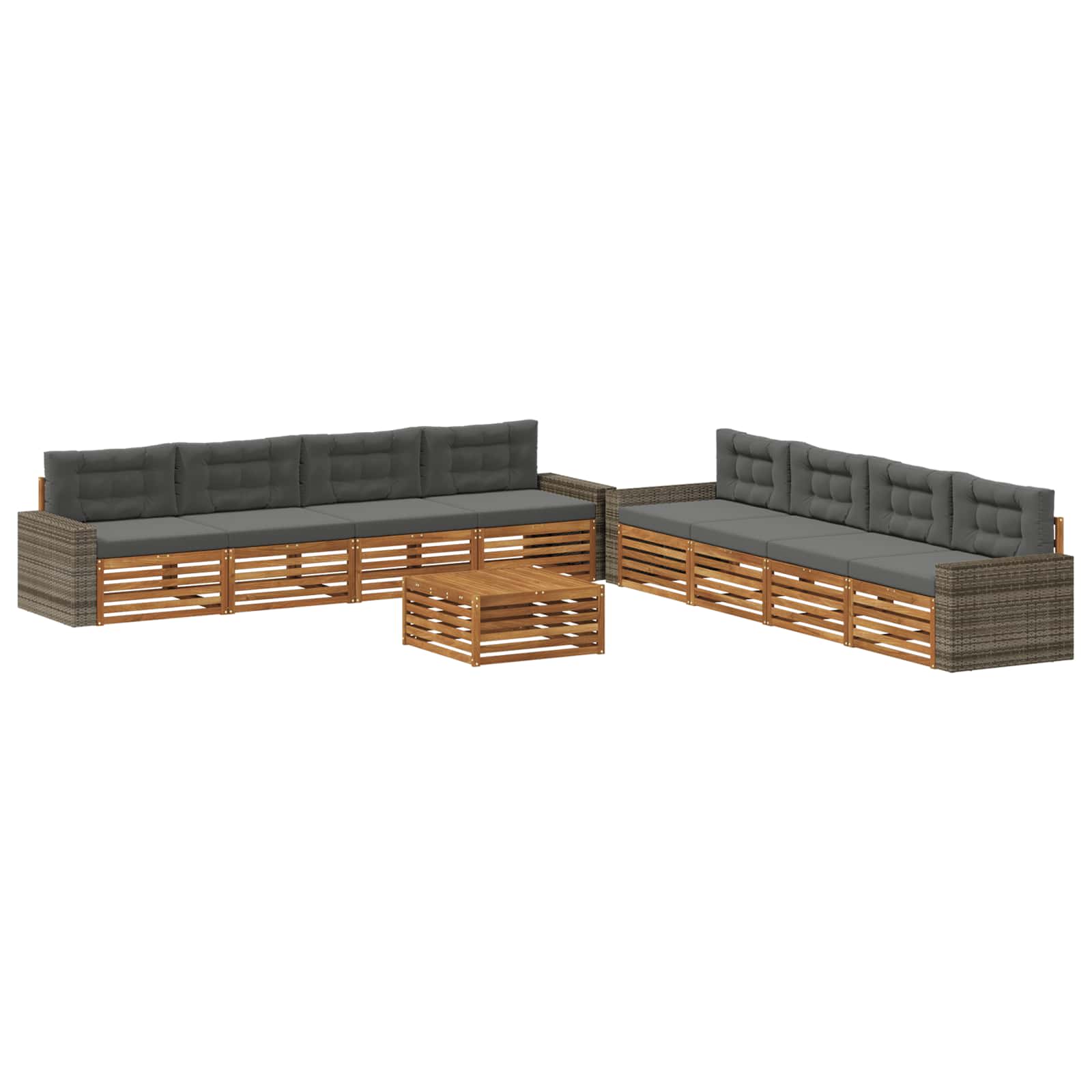 vidaXL Buiten bankenset 9 pcs Naturel