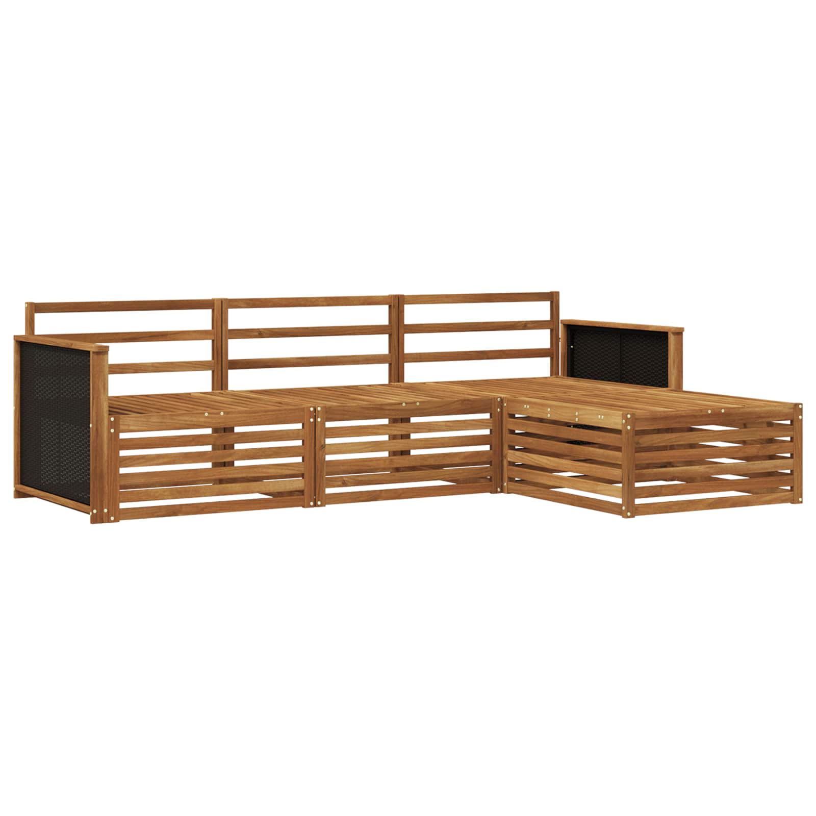 vidaXL Buiten bankenset 4 pcs Naturel