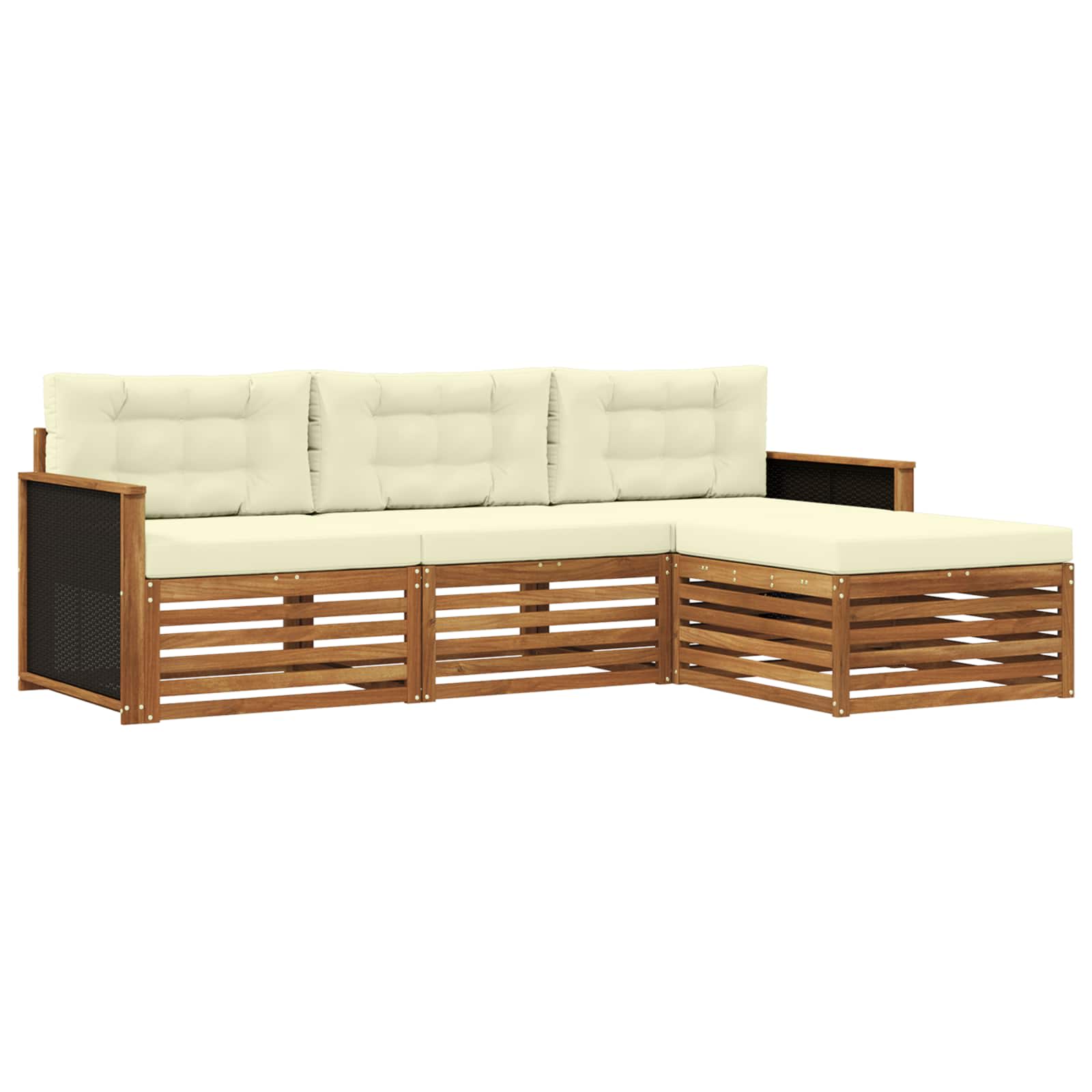 vidaXL Buiten bankenset 4 pcs Naturel