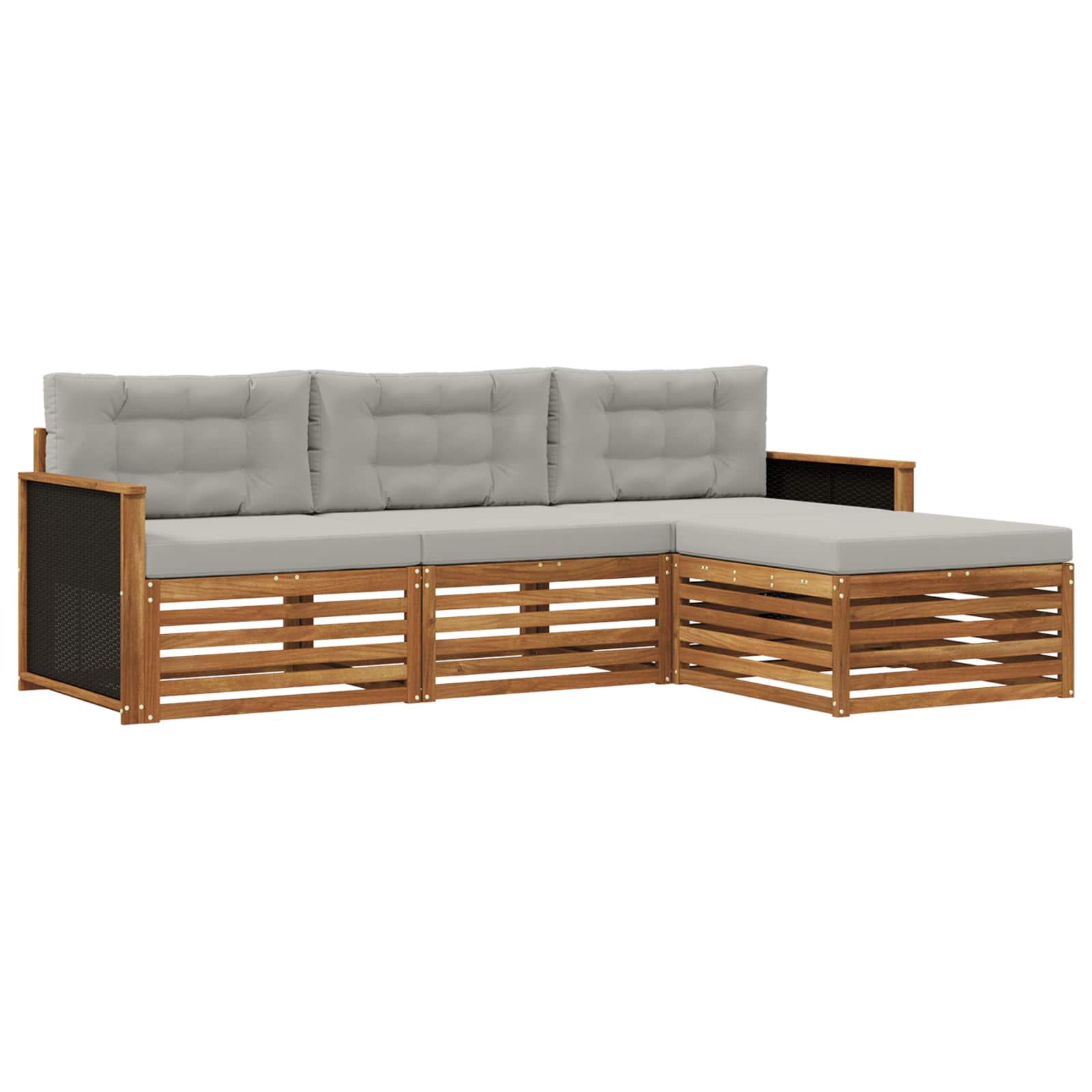 vidaXL Buiten bankenset 4 pcs Naturel