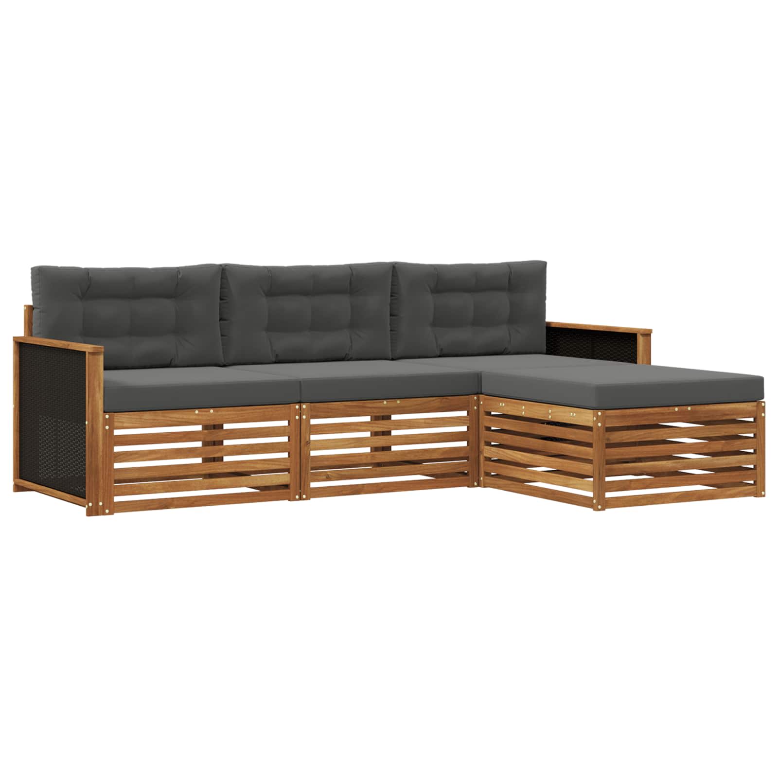 vidaXL Buiten bankenset 4 pcs Naturel