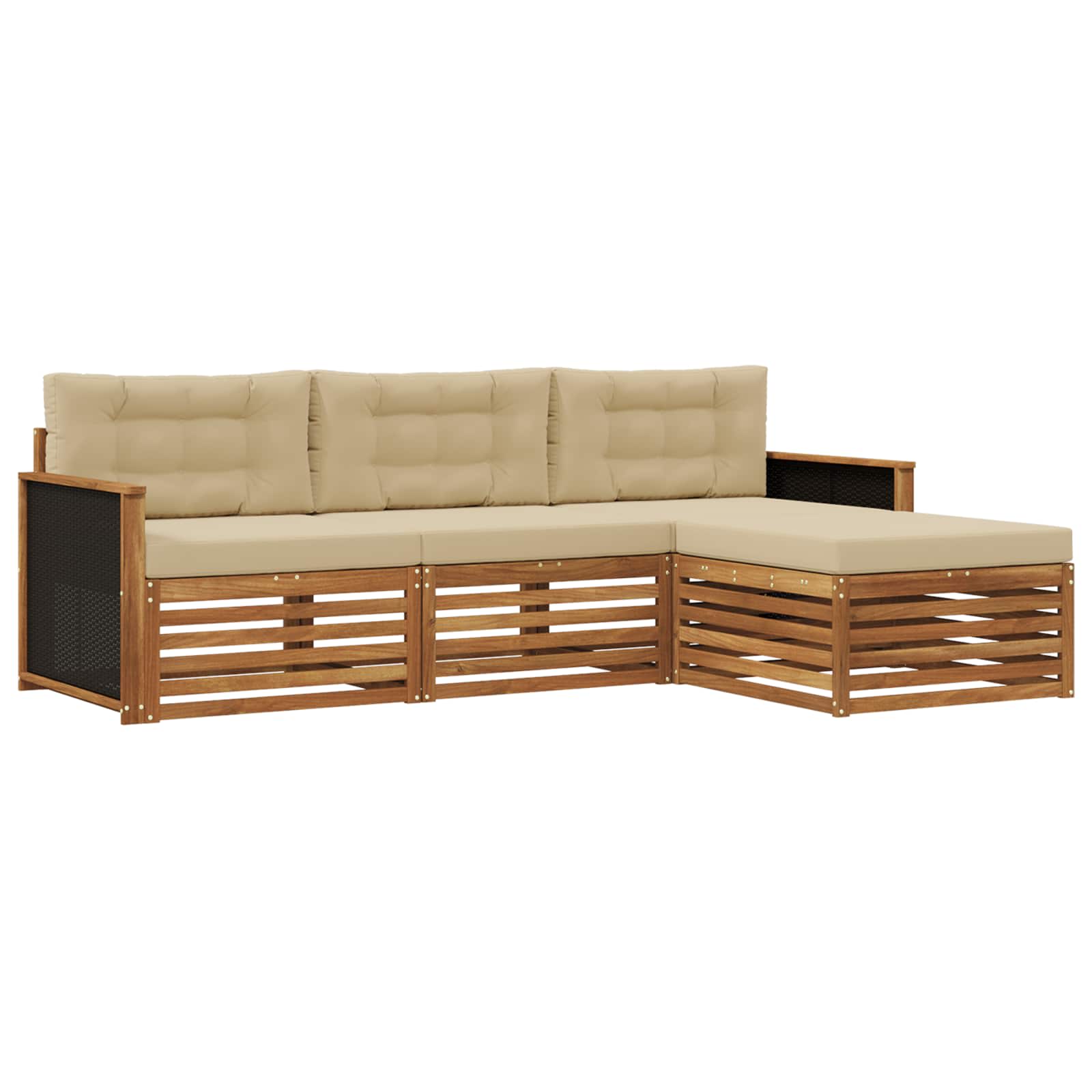 vidaXL Buiten bankenset 4 pcs Naturel
