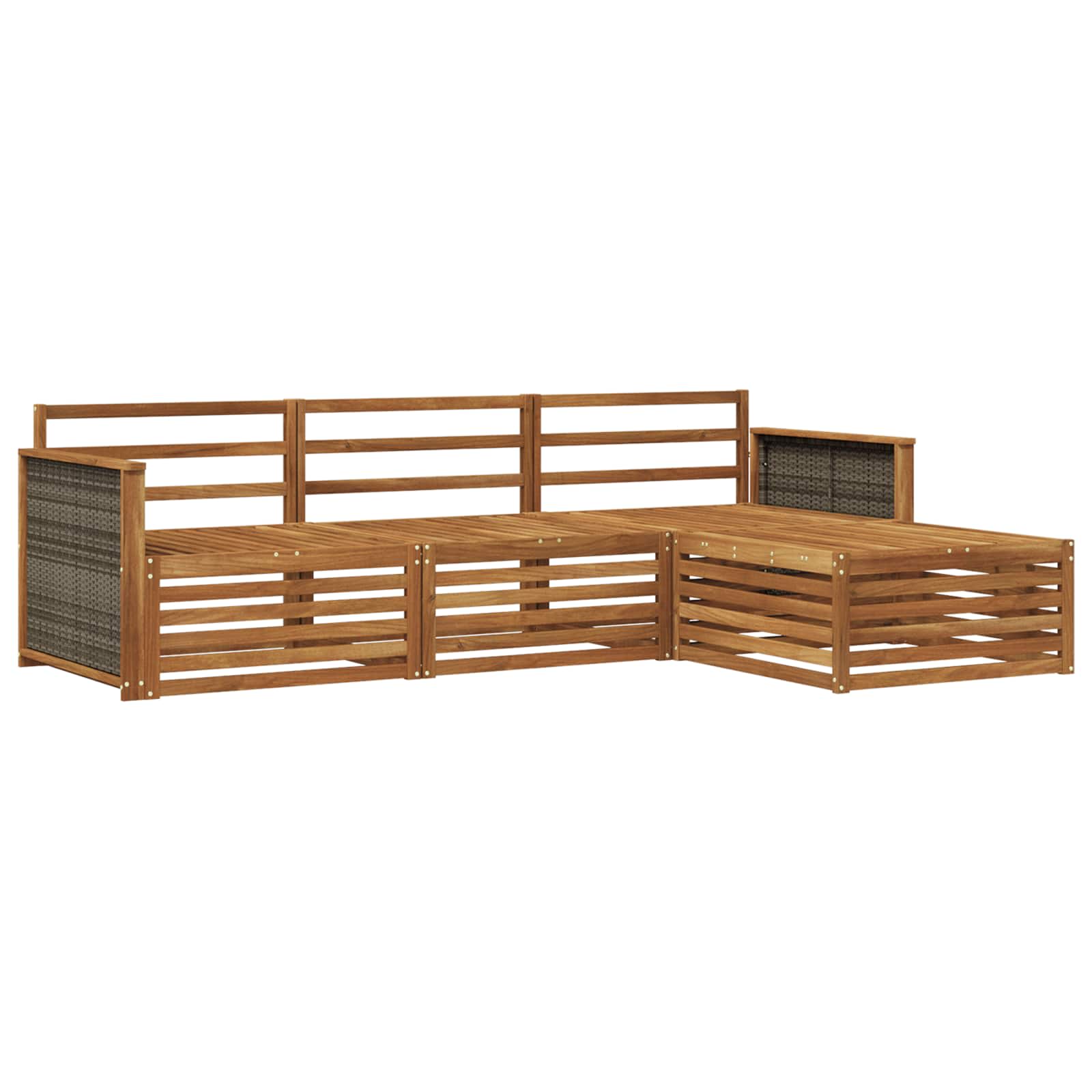 vidaXL Buiten bankenset 4 pcs Naturel