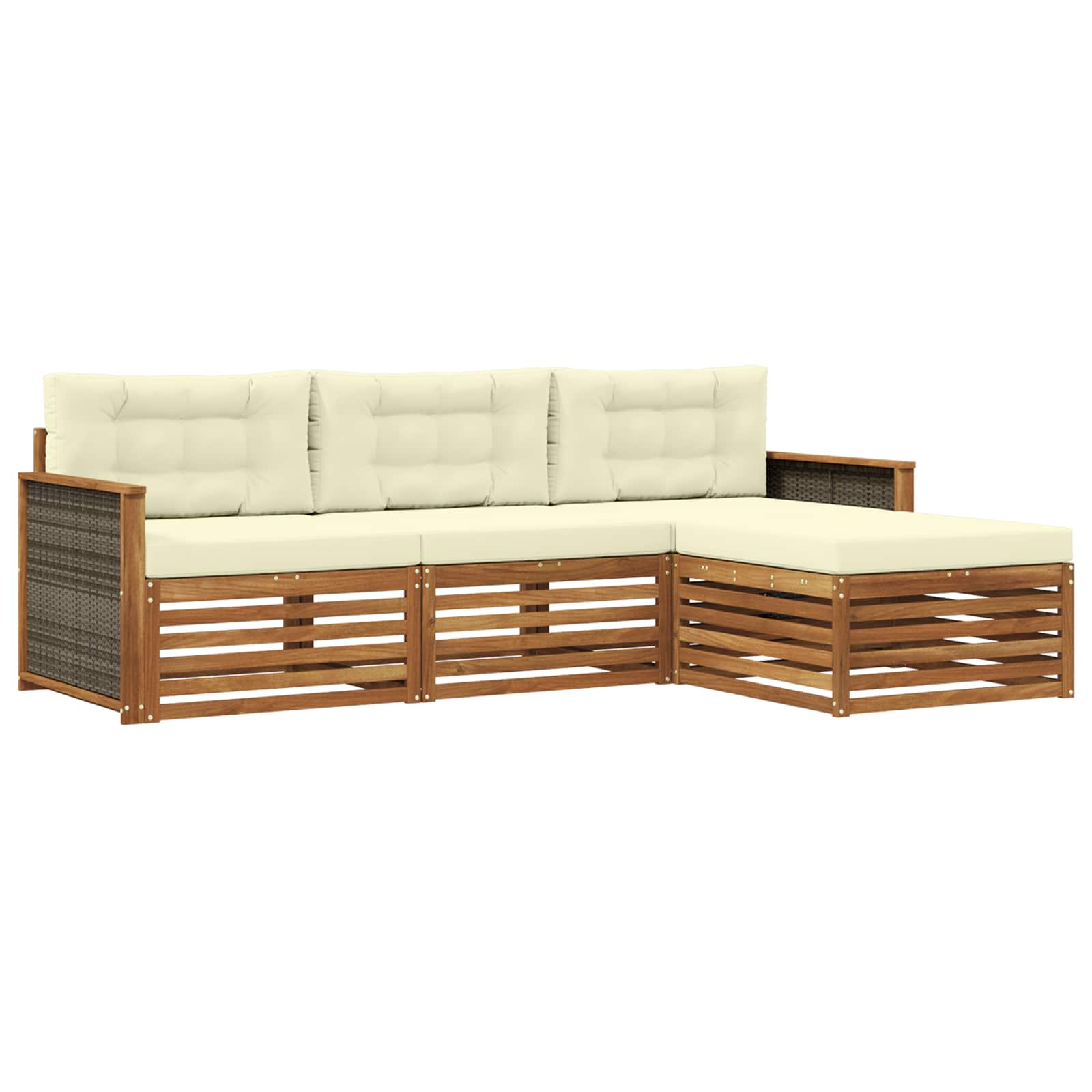 vidaXL Buiten bankenset 4 pcs Naturel