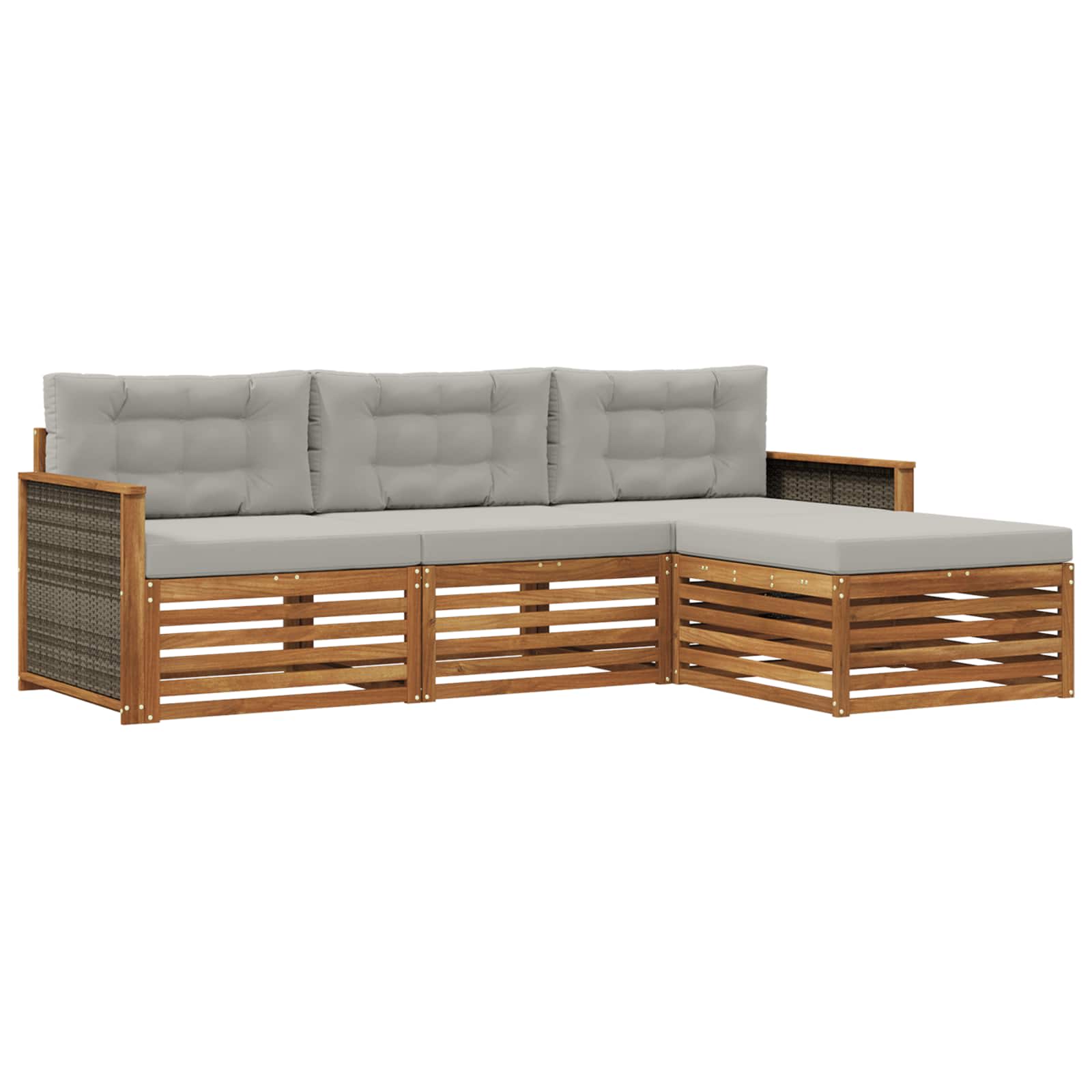 vidaXL Buiten bankenset 4 pcs Naturel