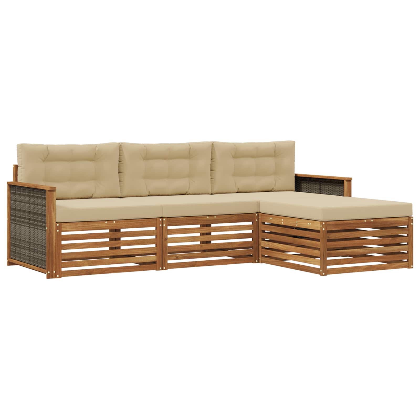 vidaXL Buiten bankenset 4 pcs Naturel