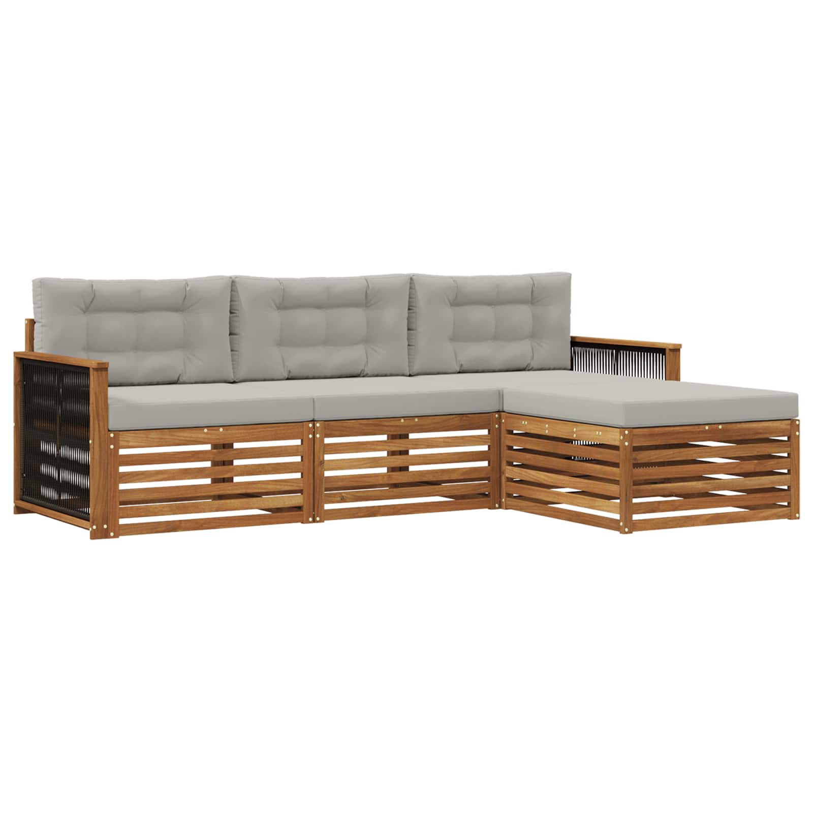 vidaXL Buiten bankenset 4 pcs Naturel