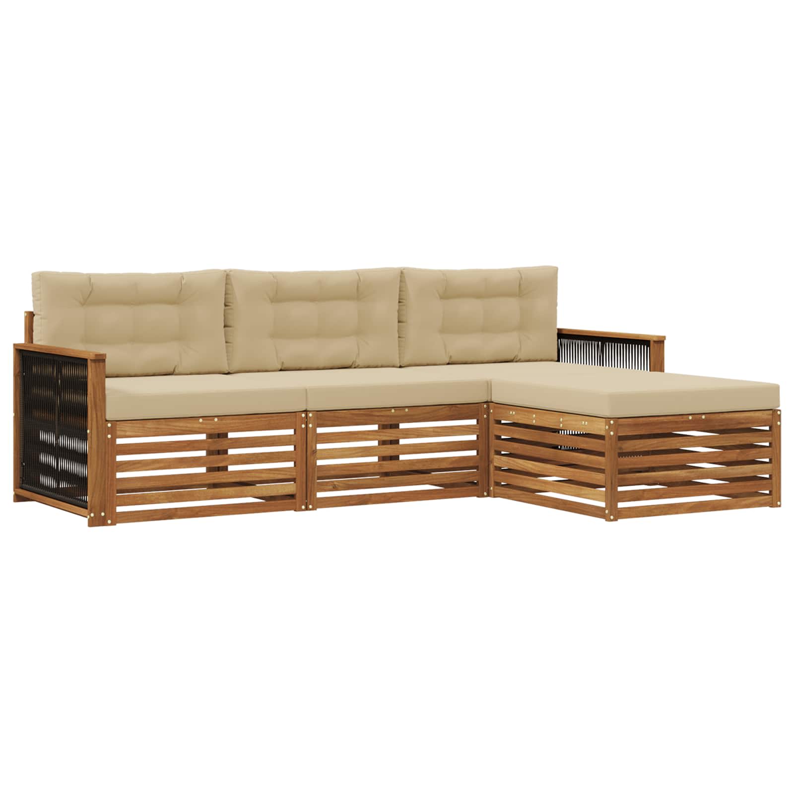 vidaXL Buiten bankenset 4 pcs Naturel