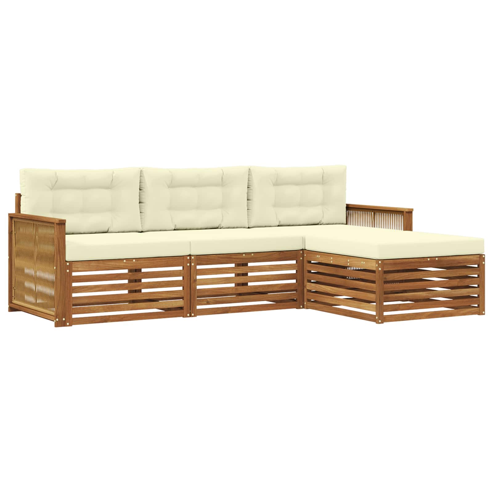 vidaXL Buiten bankenset 4 pcs Naturel