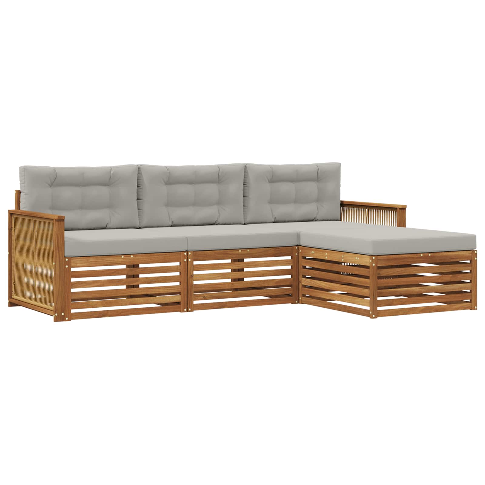 vidaXL Buiten bankenset 4 pcs Naturel