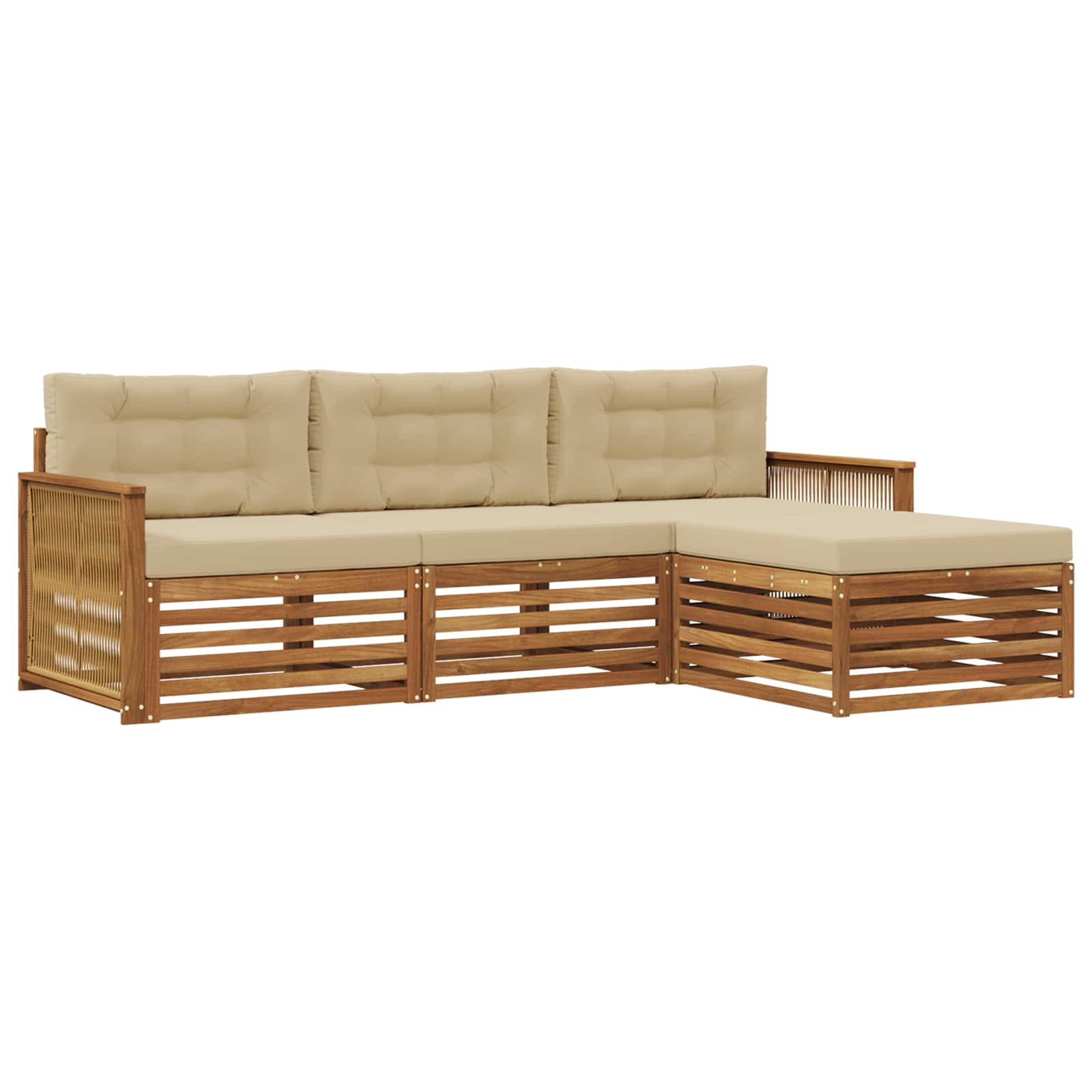 vidaXL Buiten bankenset 4 pcs Naturel