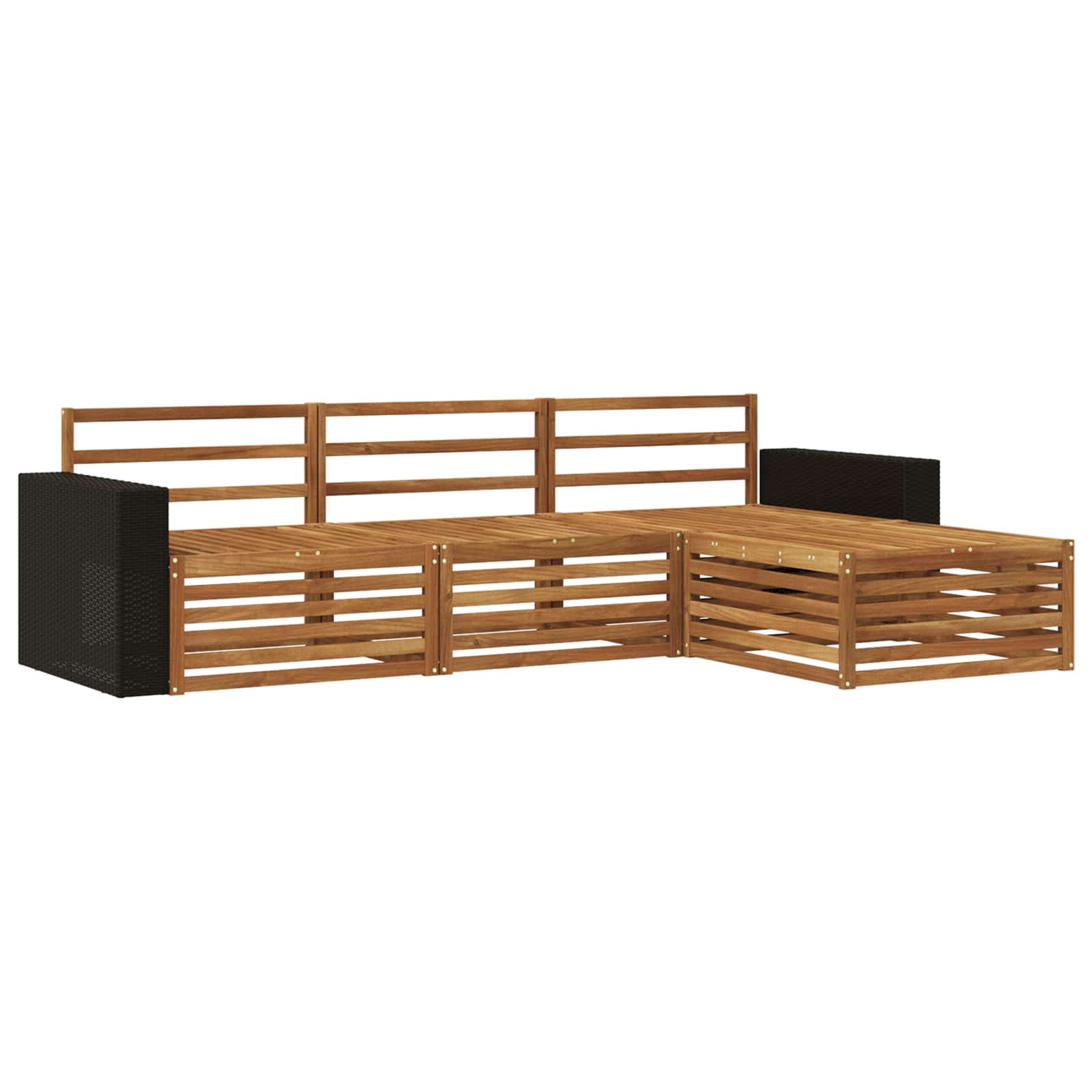 vidaXL Buiten bankenset 4 pcs Naturel