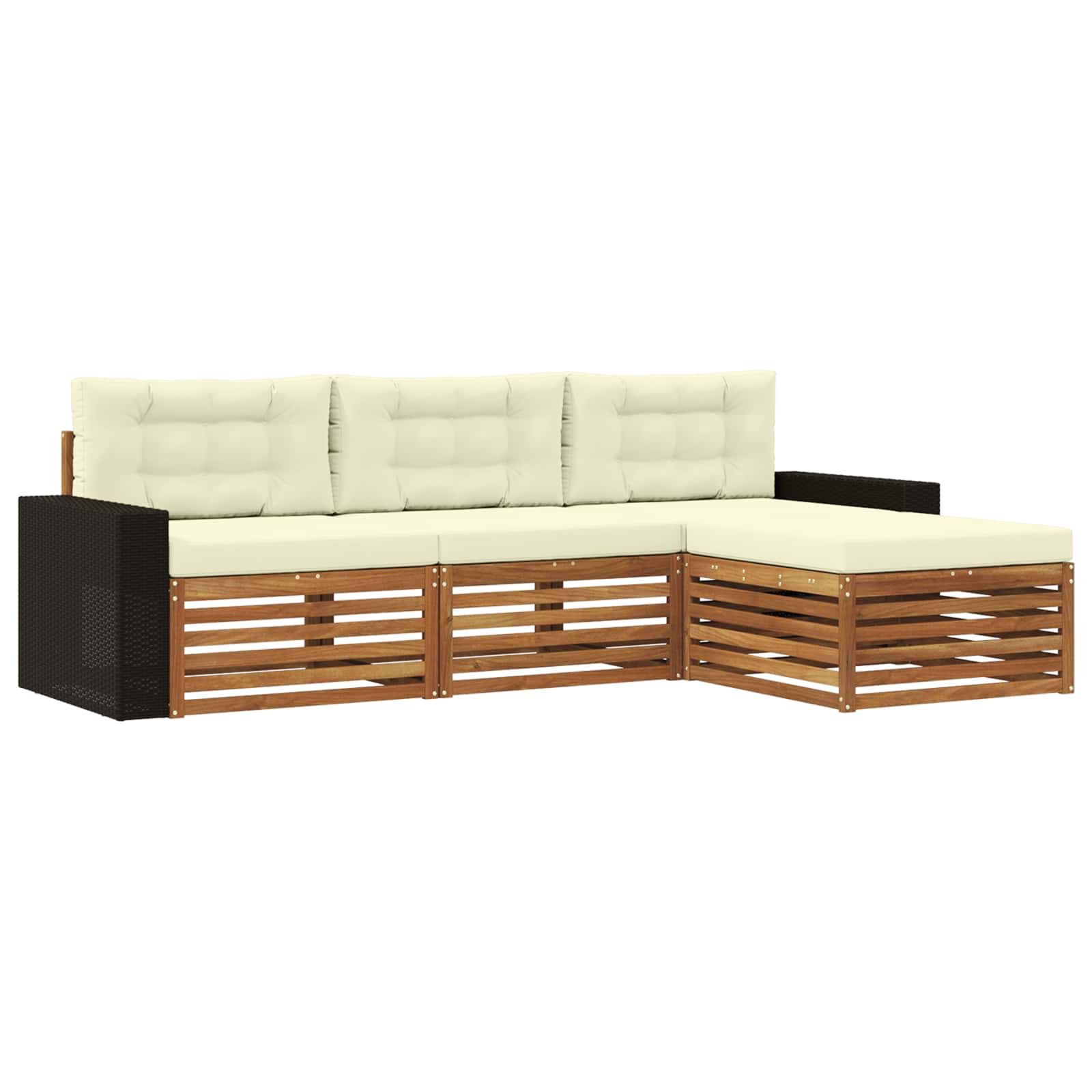 vidaXL Buiten bankenset 4 pcs Naturel
