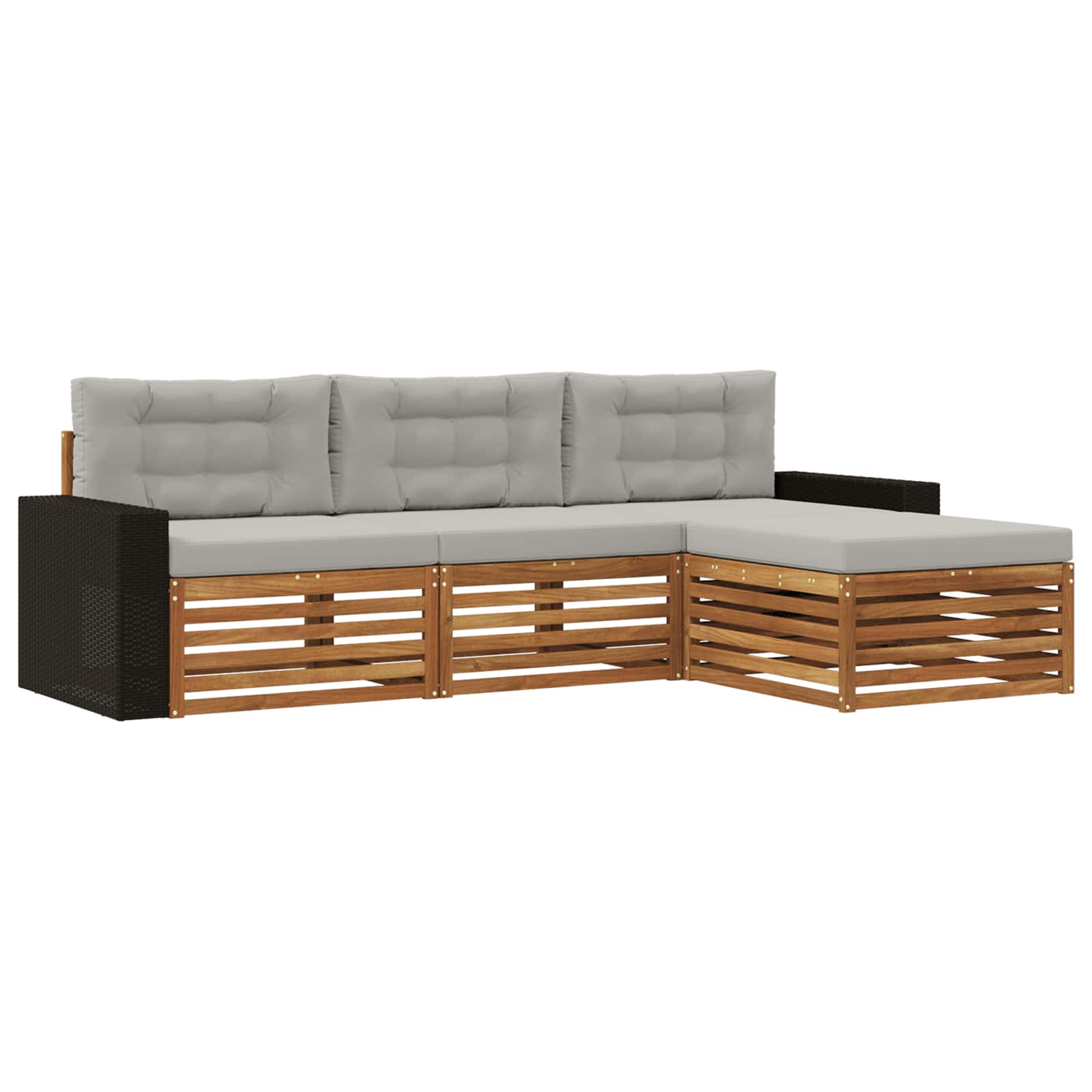 vidaXL Buiten bankenset 4 pcs Naturel