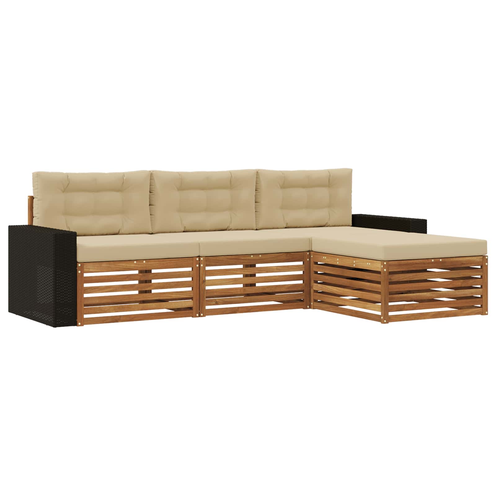 vidaXL Buiten bankenset 4 pcs Naturel