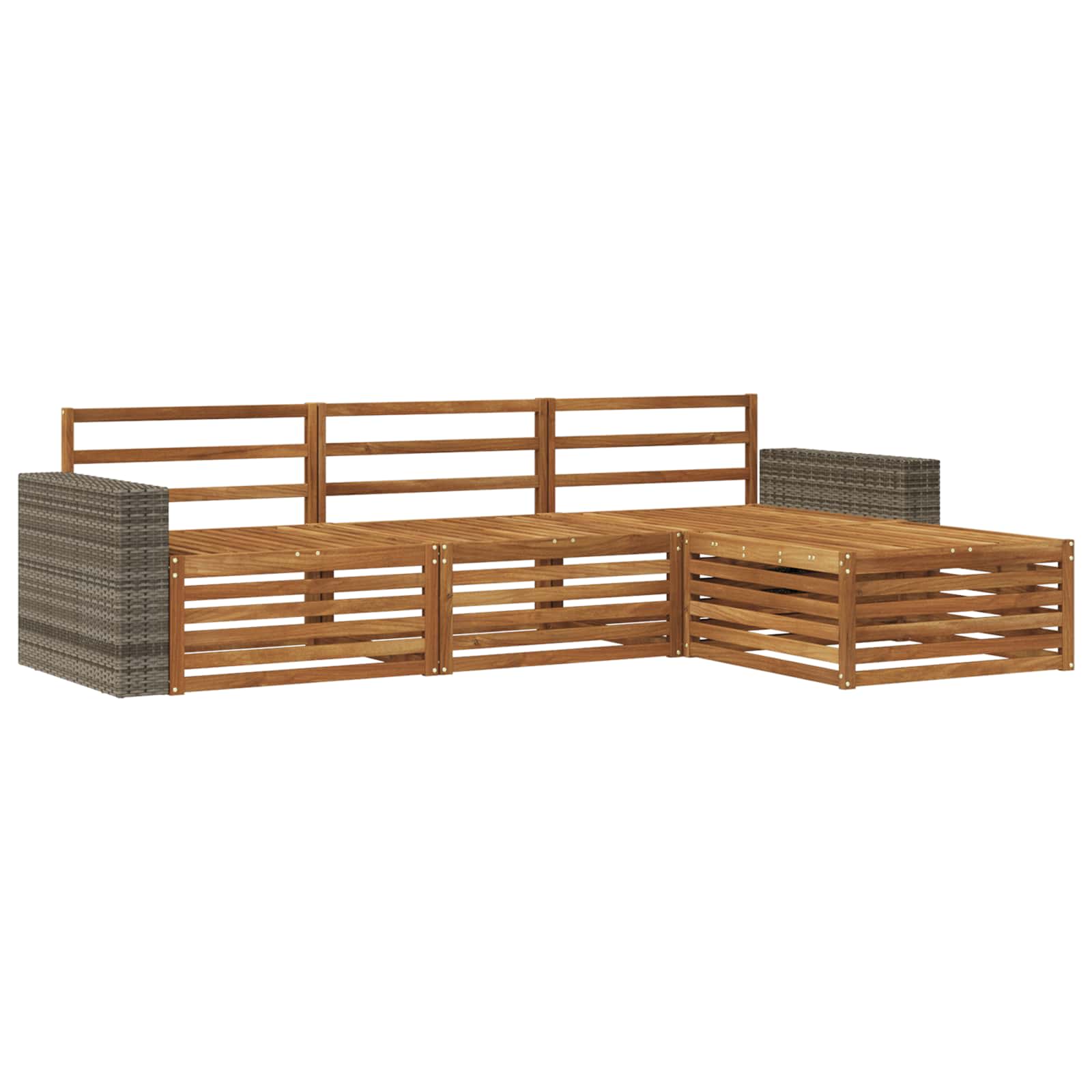 vidaXL Buiten bankenset 4 pcs Naturel
