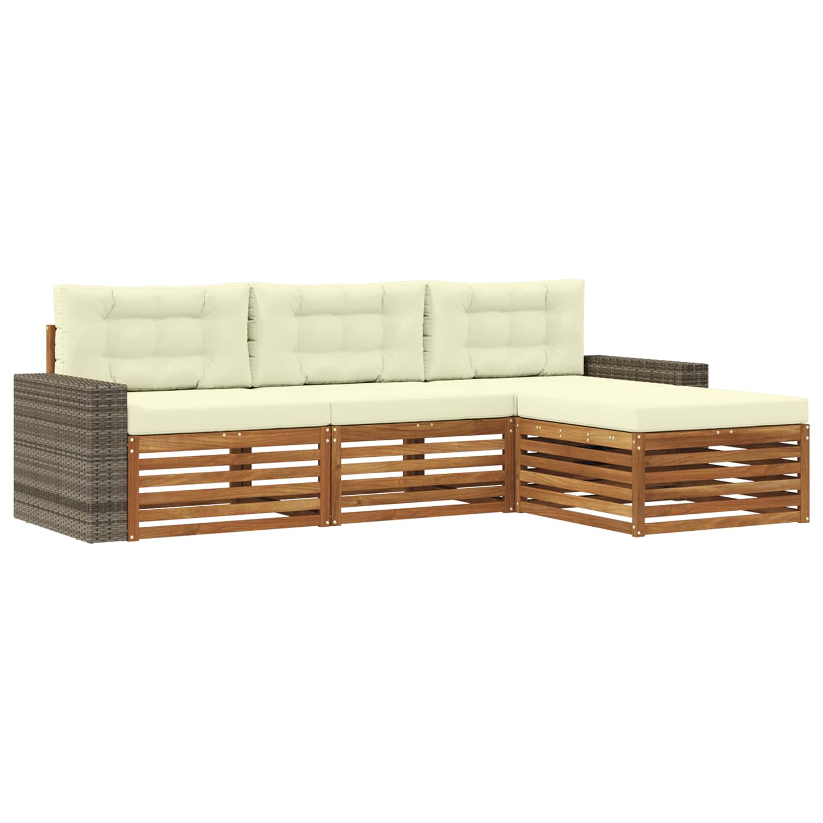 vidaXL Buiten bankenset 4 pcs Naturel