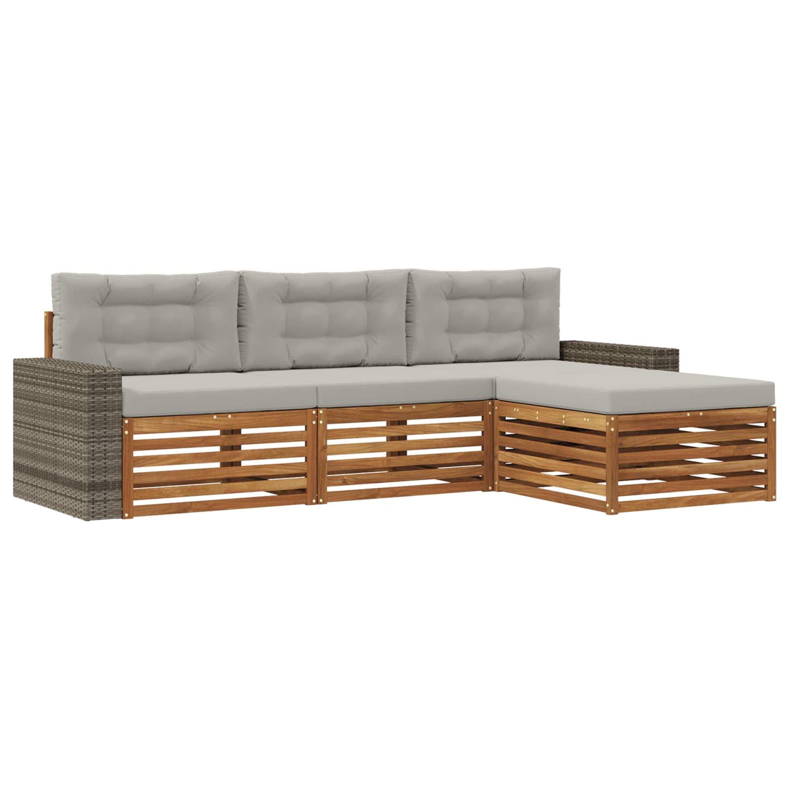 vidaXL Buiten bankenset 4 pcs Naturel