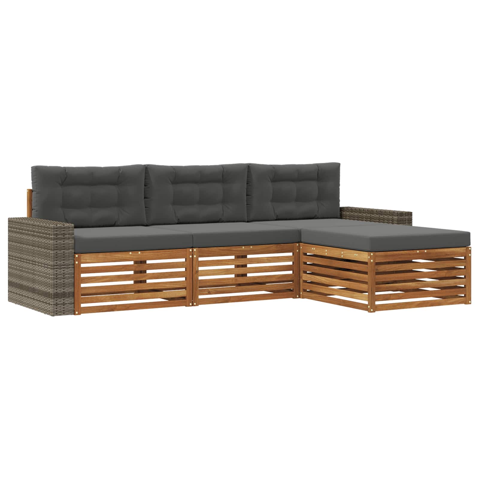 vidaXL Buiten bankenset 4 pcs Naturel
