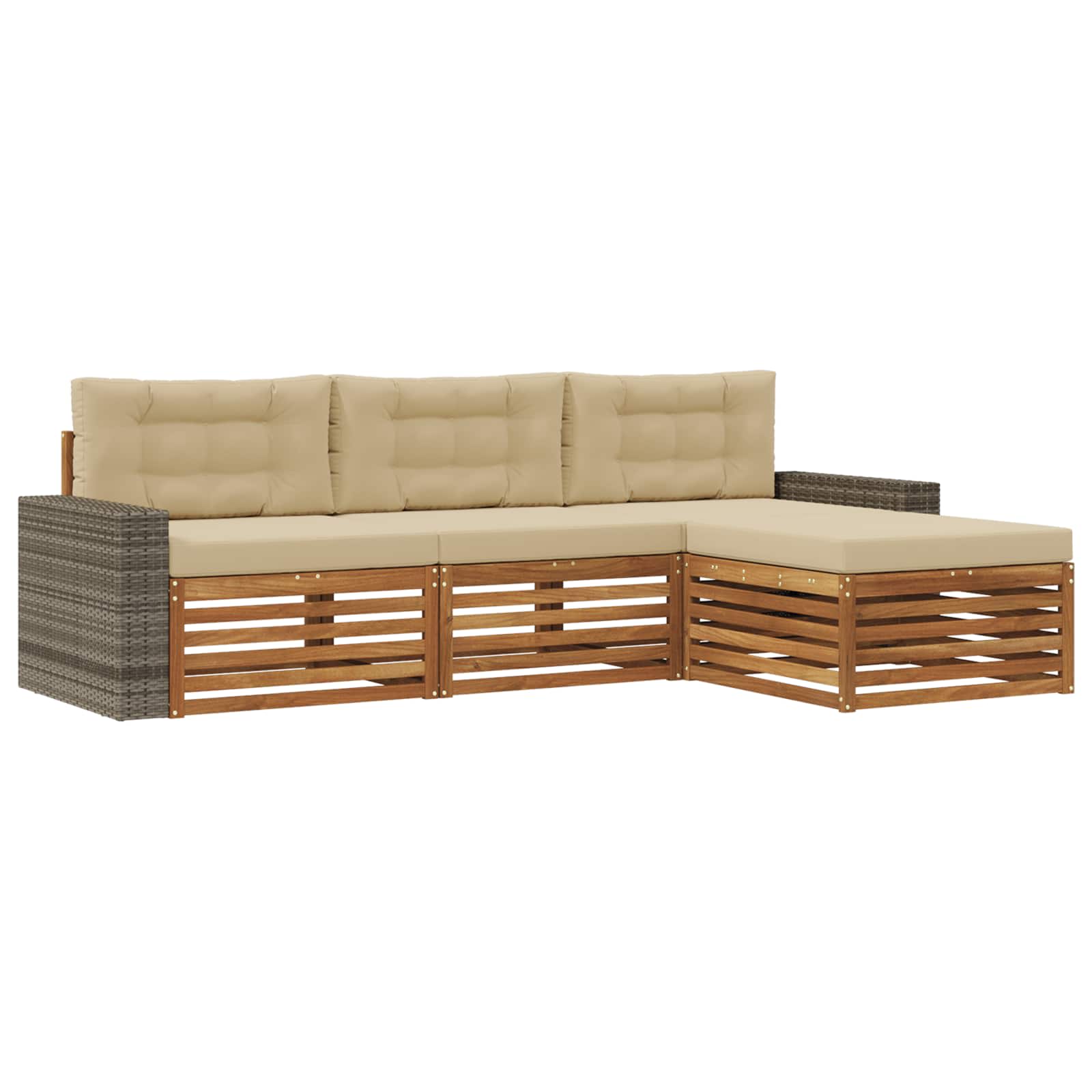 vidaXL Buiten bankenset 4 pcs Naturel