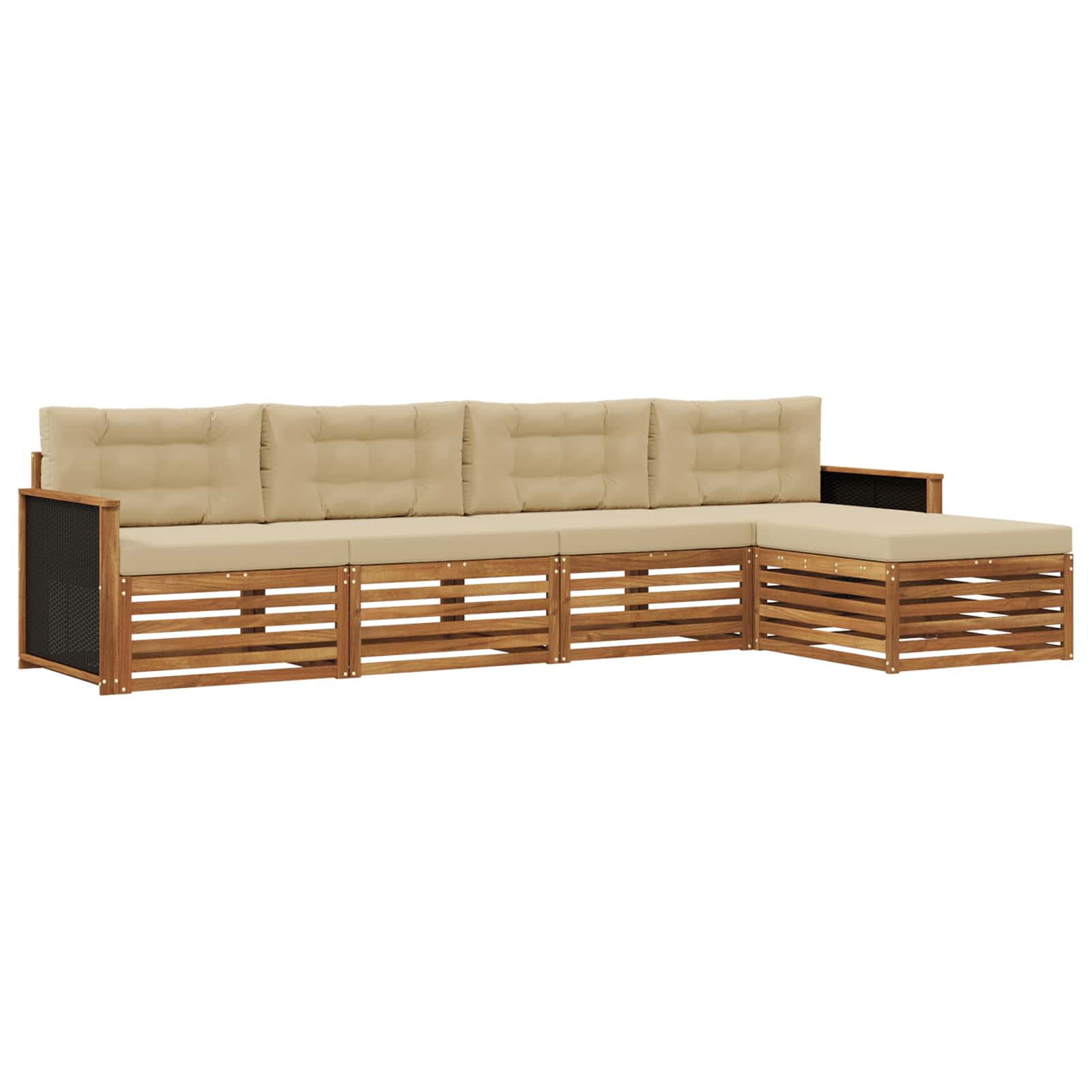 vidaXL Buiten bankenset 5 pcs Naturel