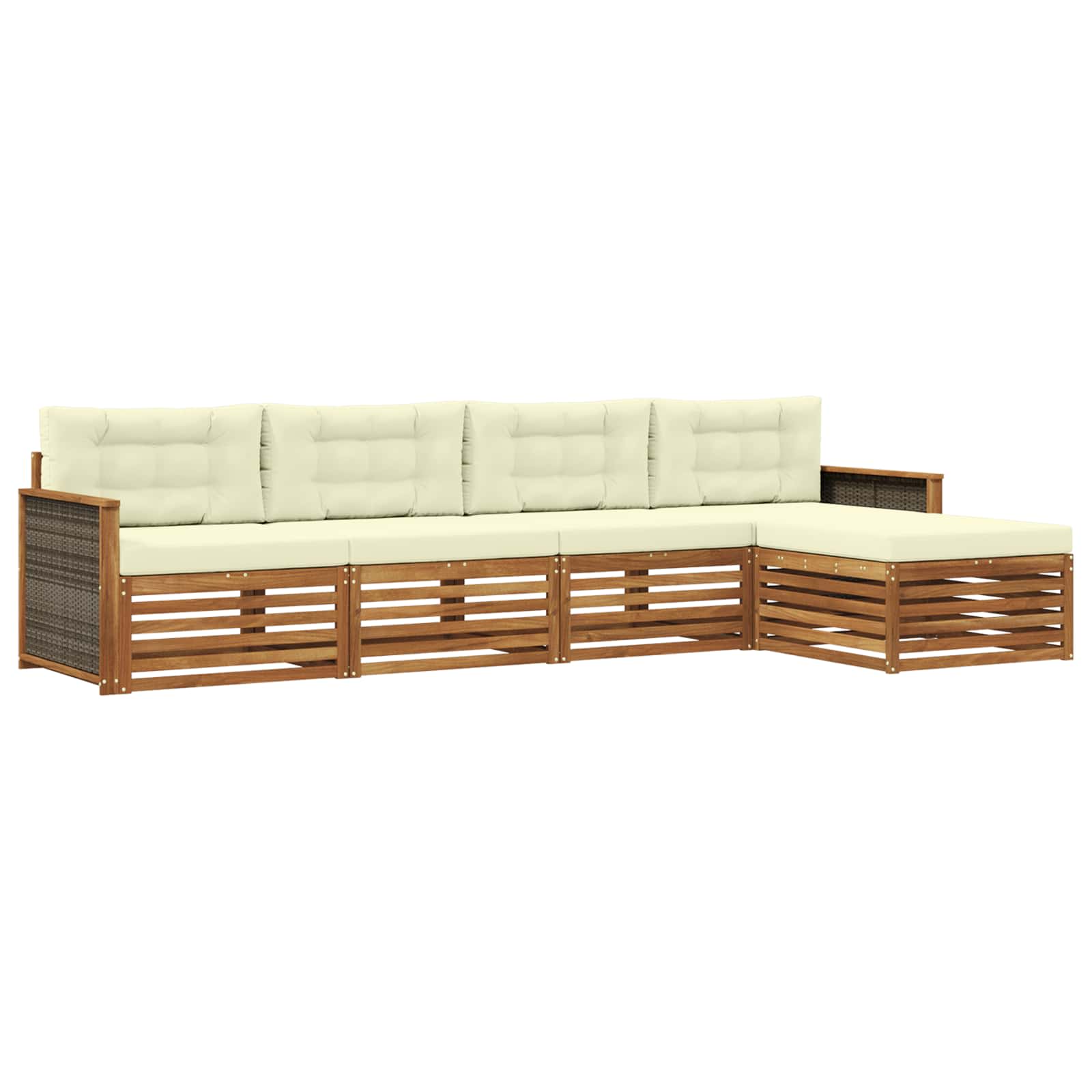 vidaXL Buiten bankenset 5 pcs Naturel