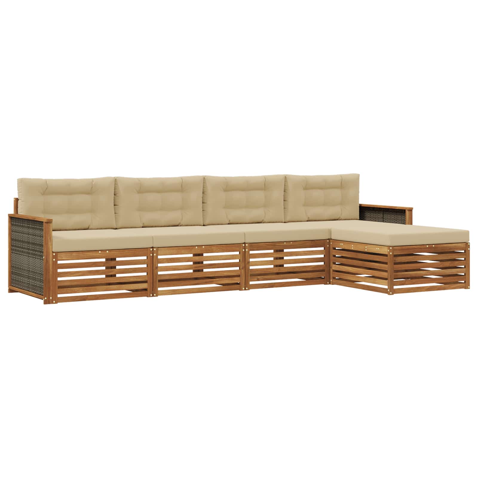 vidaXL Buiten bankenset 5 pcs Naturel