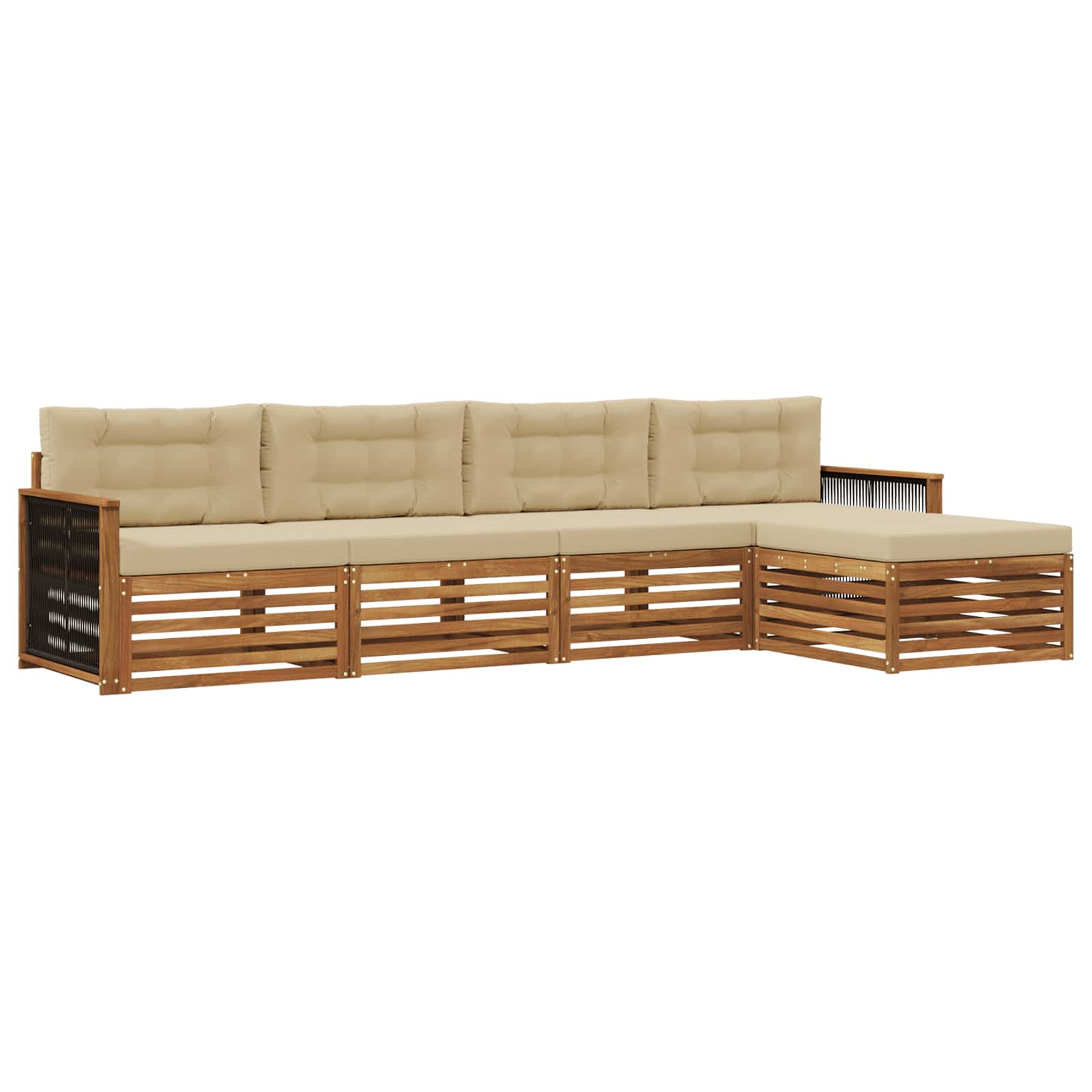 vidaXL Buiten bankenset 5 pcs Naturel