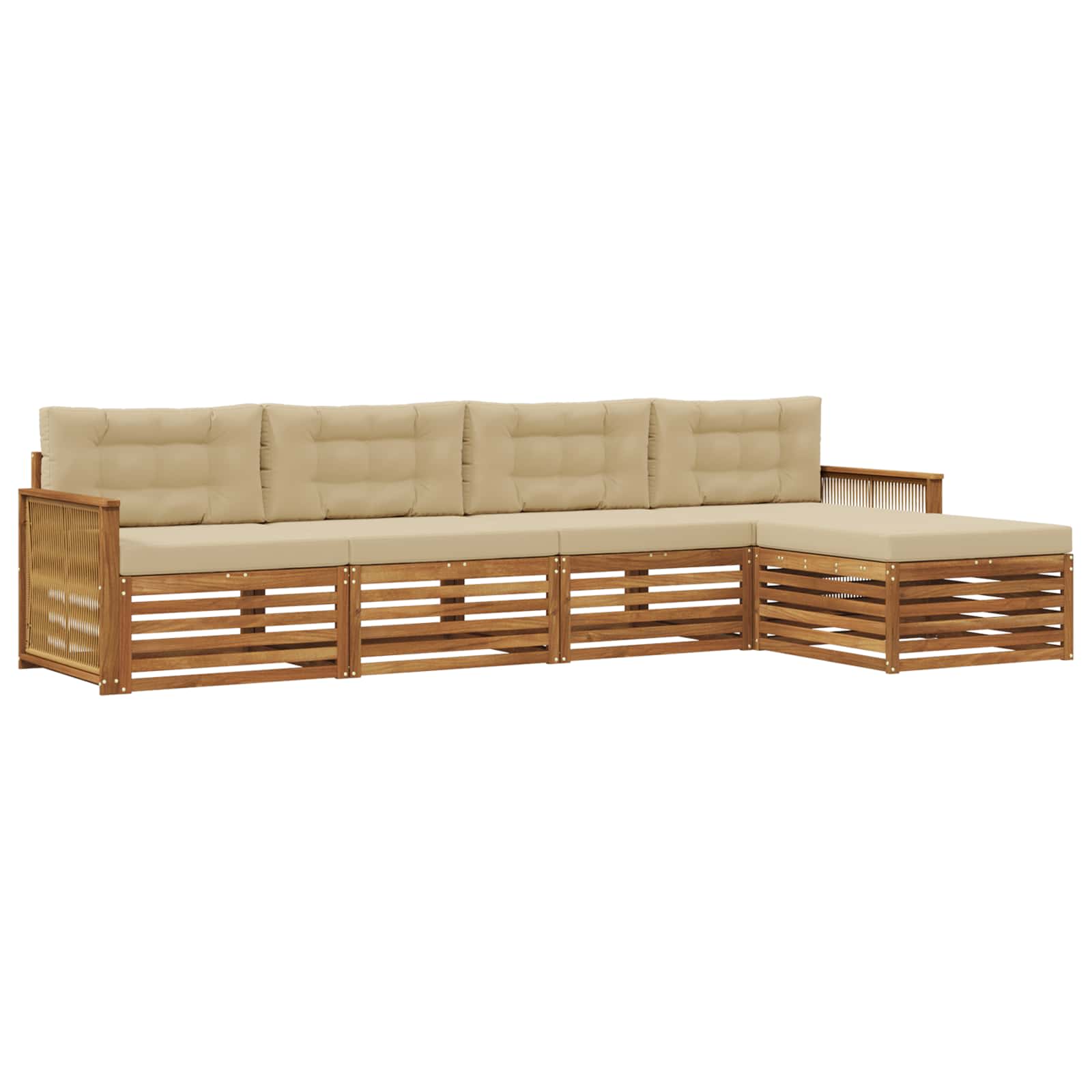 vidaXL Buiten bankenset 5 pcs Naturel