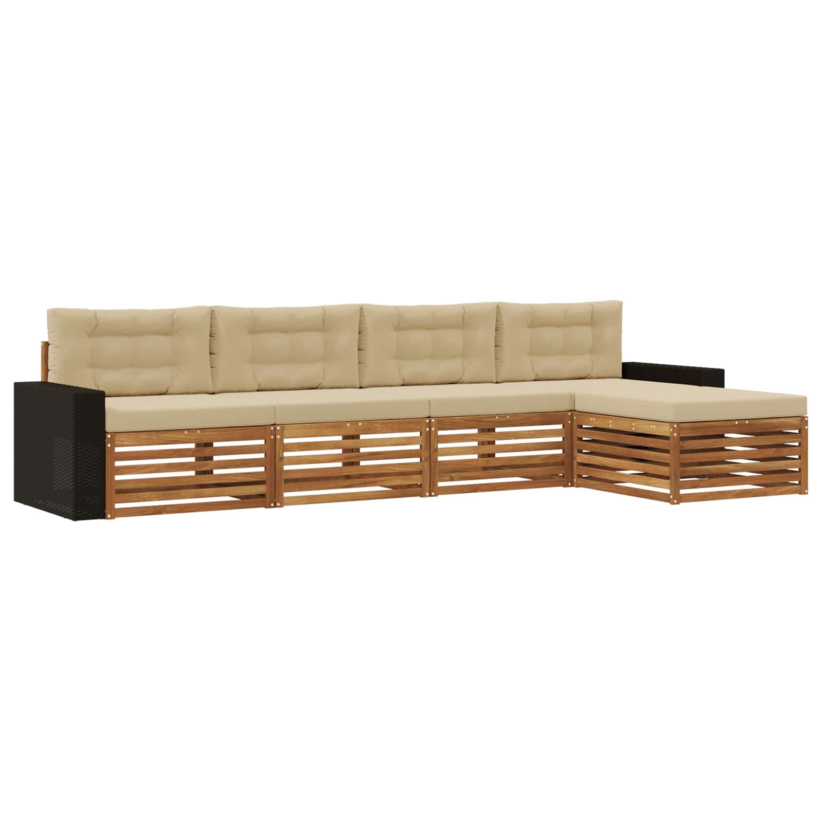 vidaXL Buiten bankenset 5 pcs Naturel