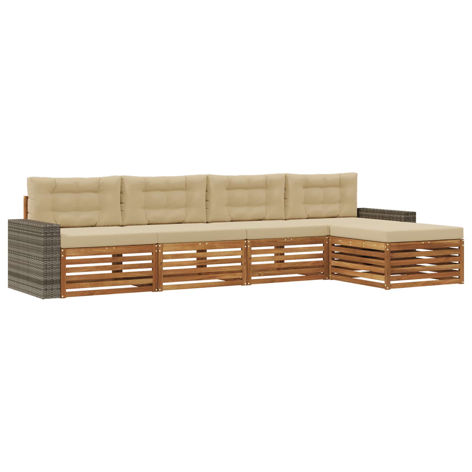 vidaXL Buiten bankenset 5 pcs Naturel