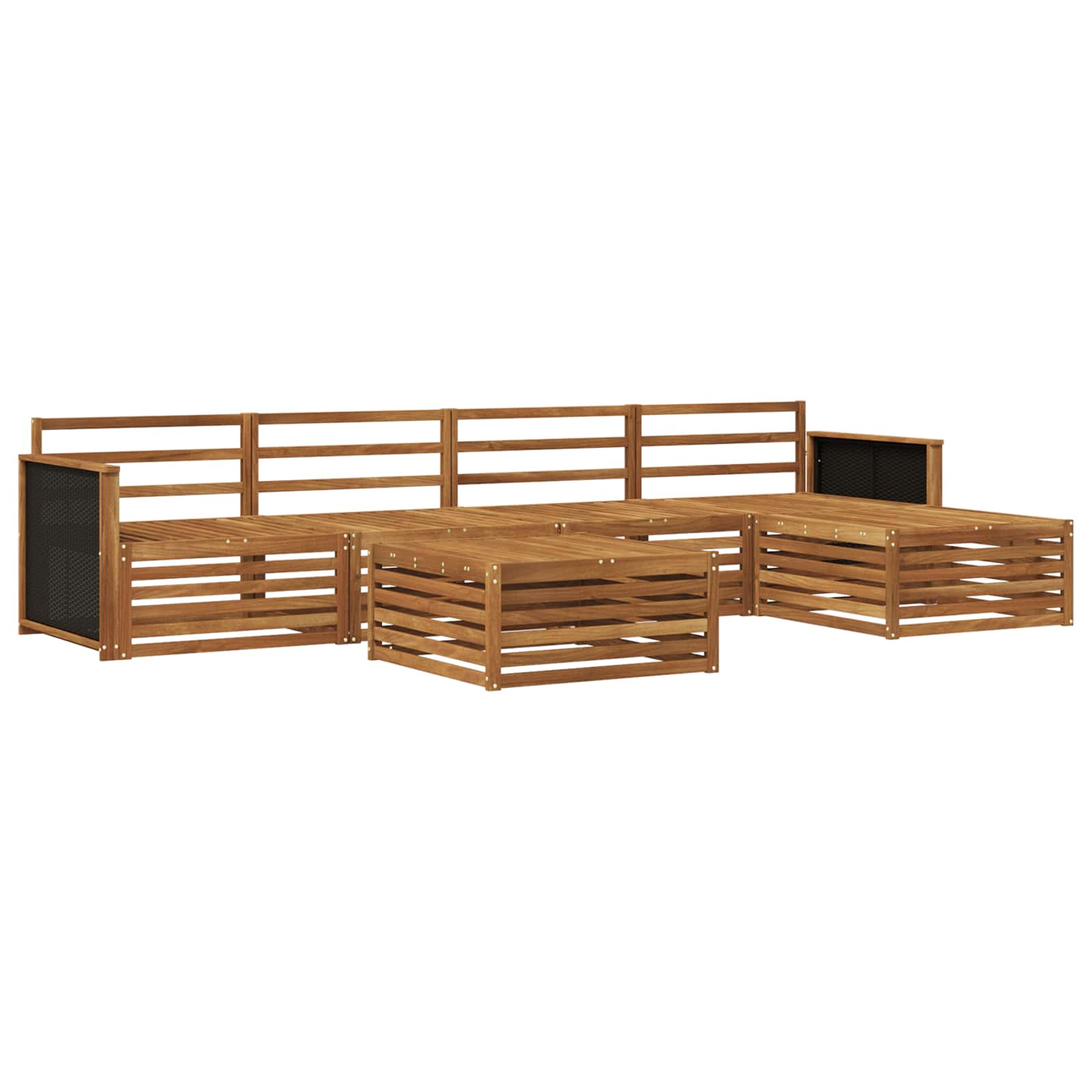 vidaXL Buiten bankenset 6 pcs Naturel