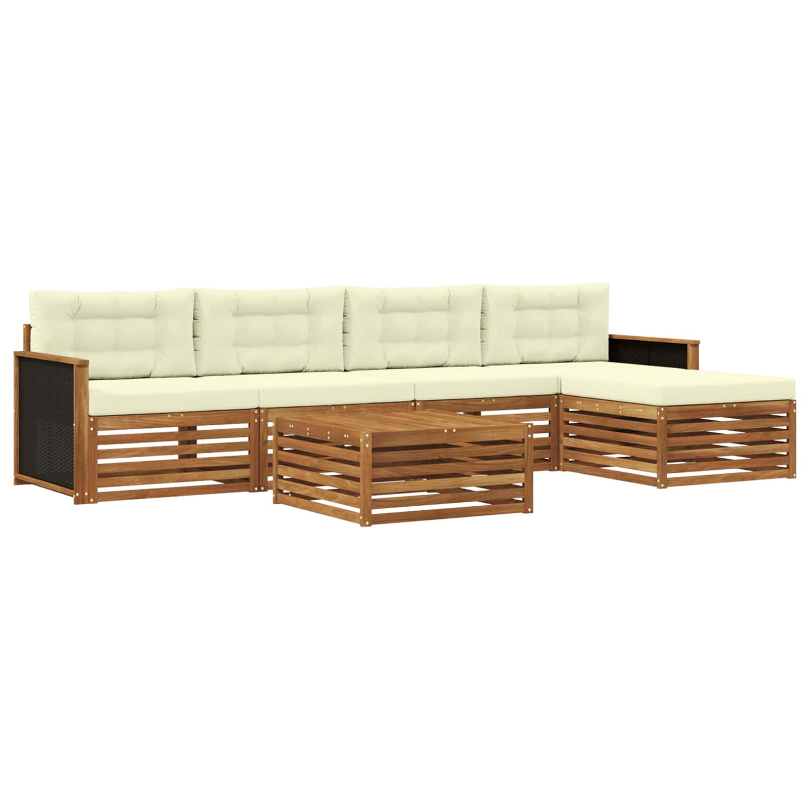 vidaXL Buiten bankenset 6 pcs Naturel